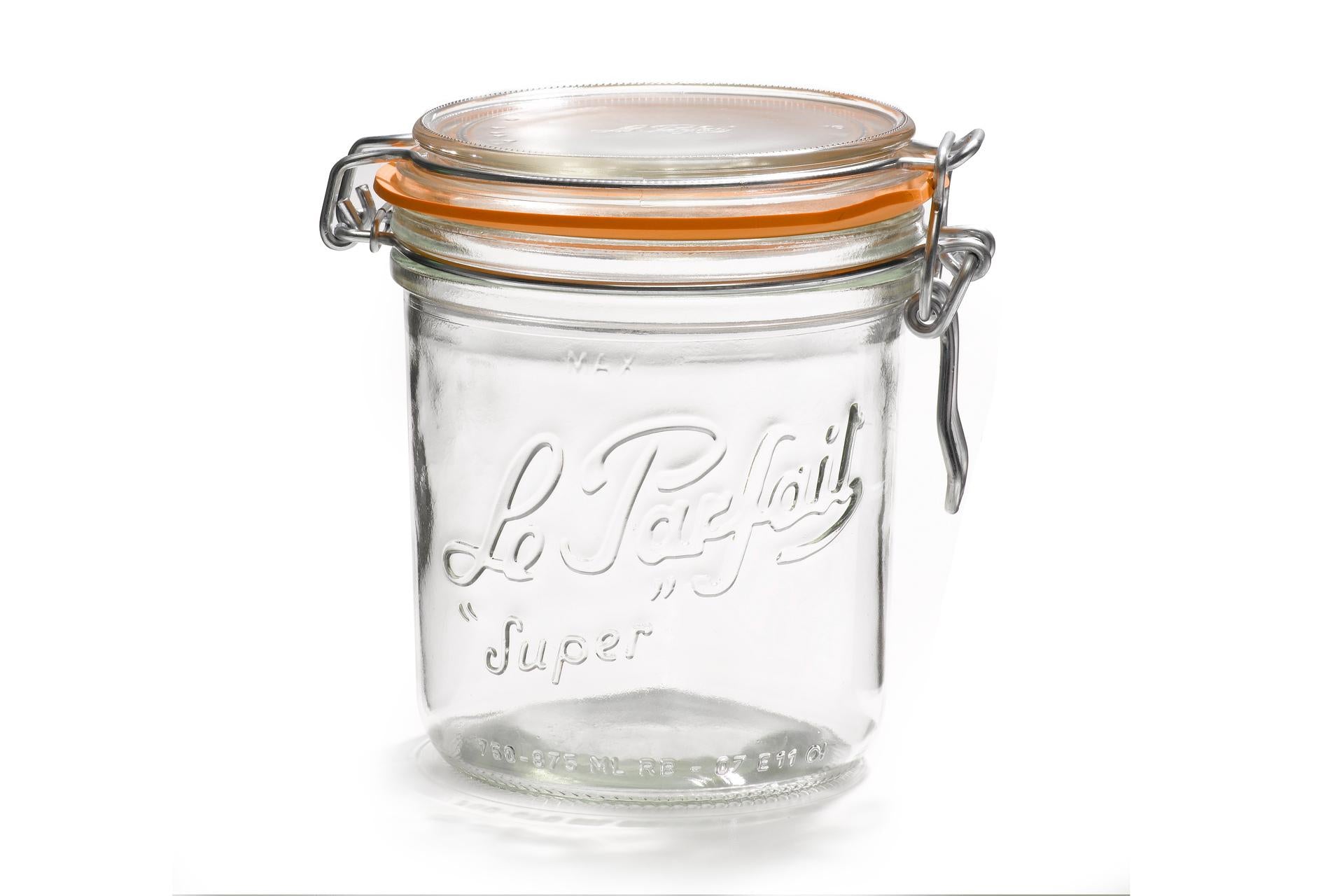Le Parfait Super Vaso Ermetico Modello Terrine Ø70 mm - Telaio Meccanico e Rondella Arancione - Set 6 Pz