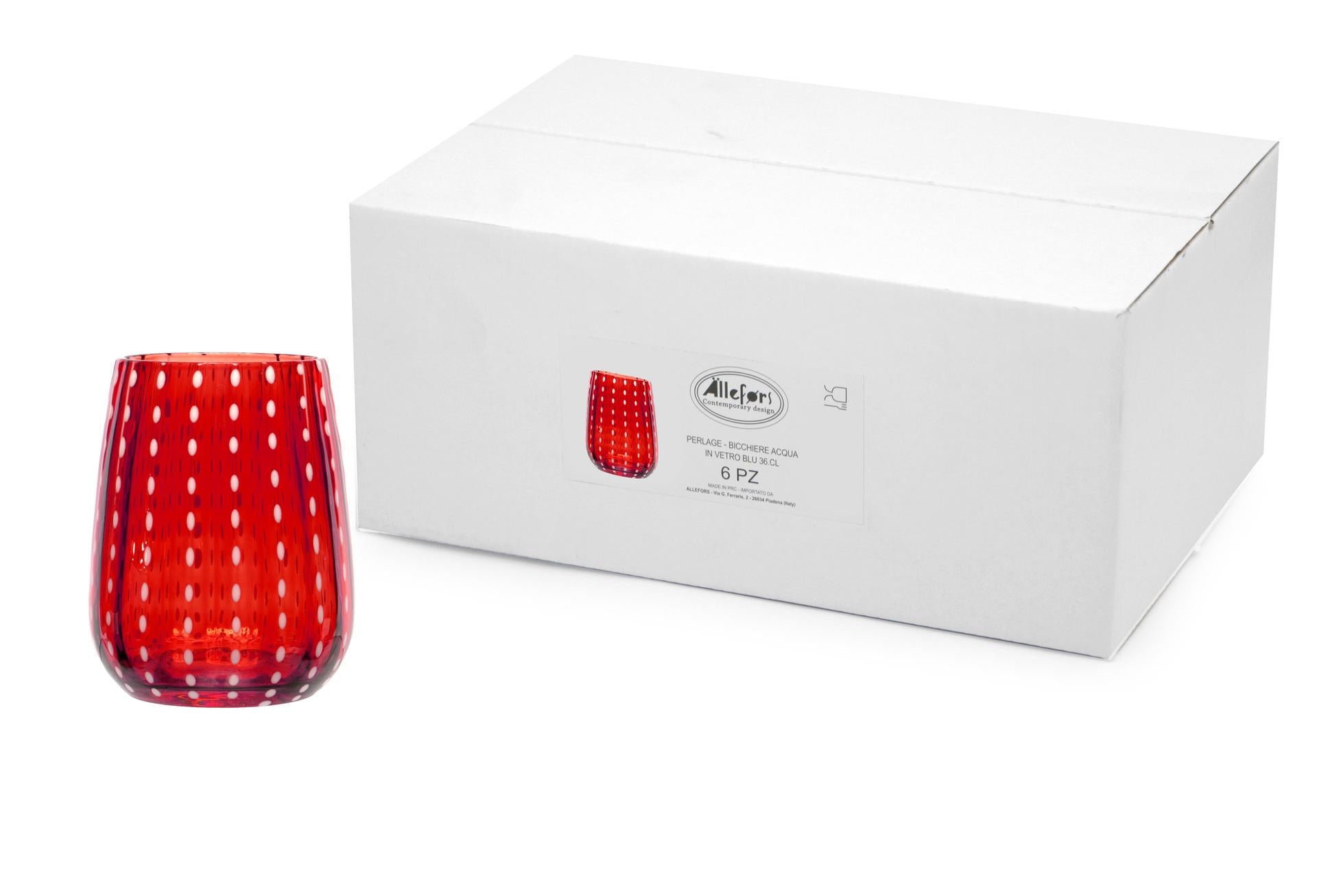 Import Tavola Professional Perlage Bicchiere Acqua Rosso Cl.36 In Vetro Soffiato - Set 6 Pz