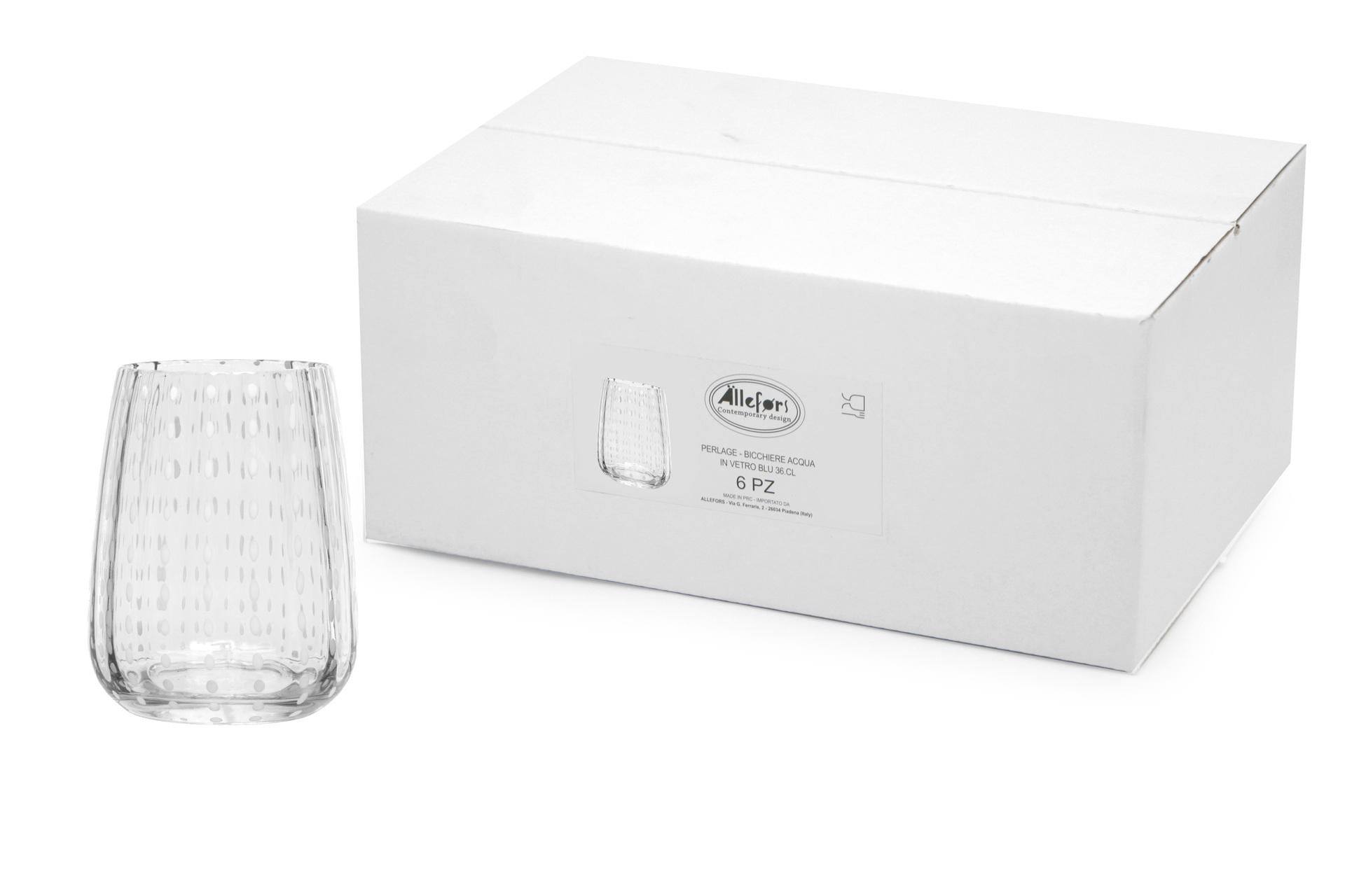 Import Tavola Professional Perlage Bicchiere Acqua Trasparente Cl.36 In Vetro Soffiato a Bocca - Set 6 Pz