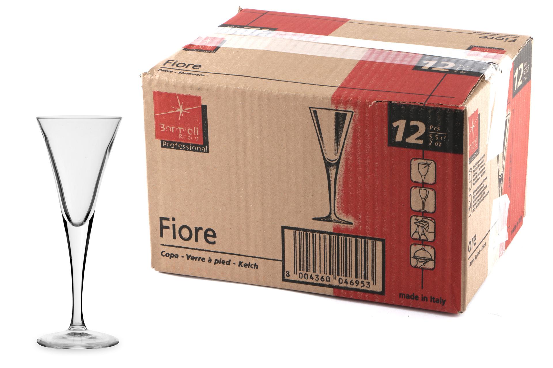Bormioli Rocco Fiore Set 12 Calici Schnaps 5.3 cl - Stelo Unico e Lavorazione a Caldo - Set 12 Pz