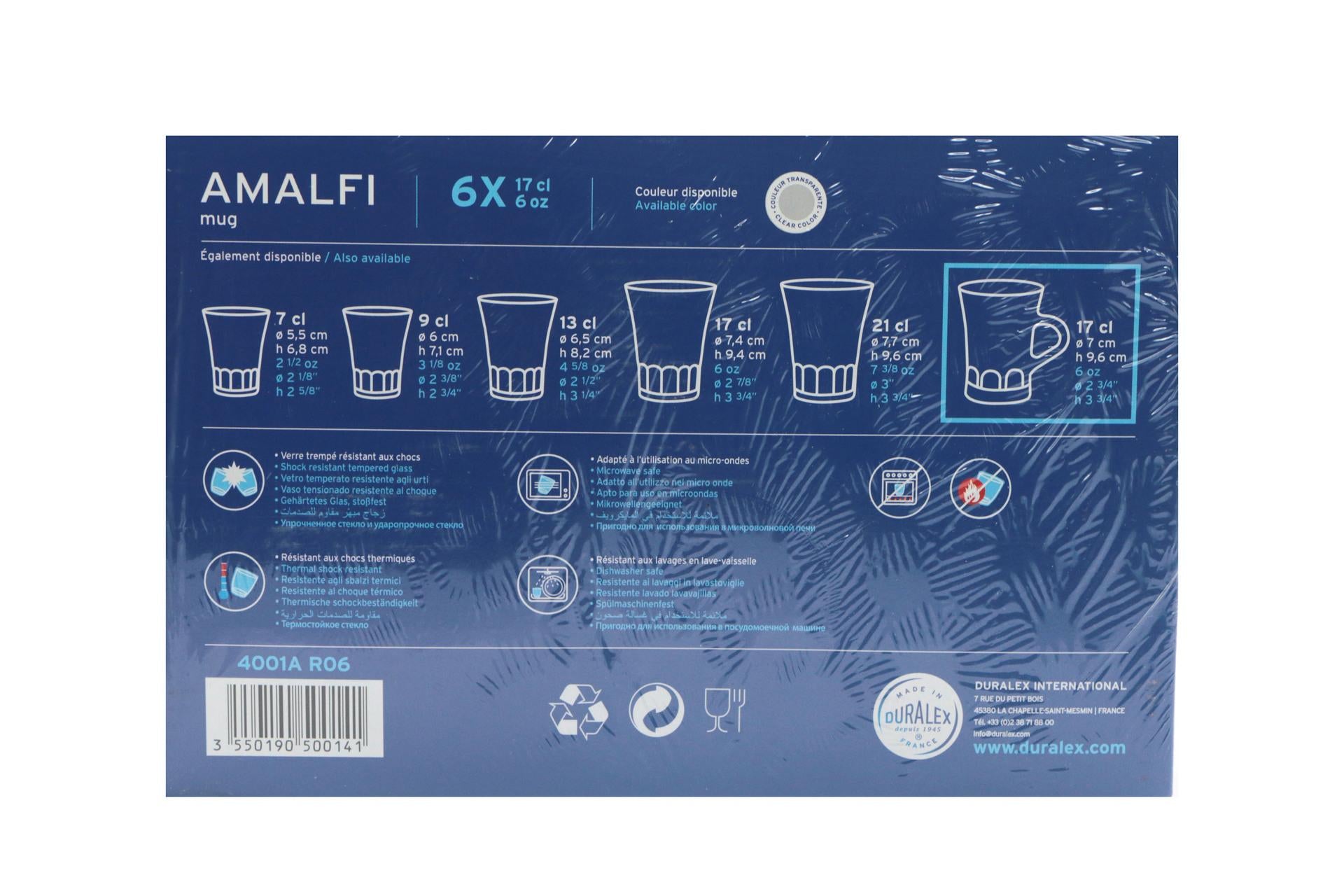 Duralex Amalfi Tazza Mug Con Manico 17 cl In Vetro Temperato Resistente Agli Urti e Shock Termici - Set 6 Pz 4