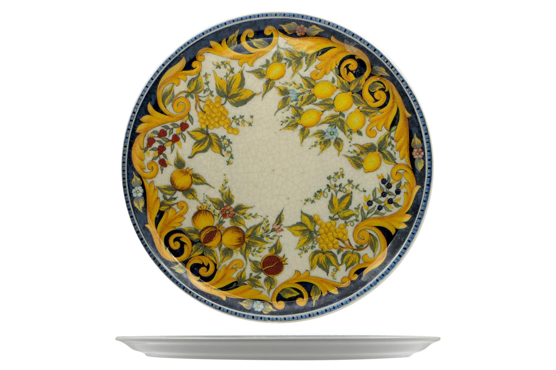 Saturnia Tuscany Napoli Piatto Pizza Ø31 cm In Porcellana Con Decoro Fiorentino - Set 6 Pz