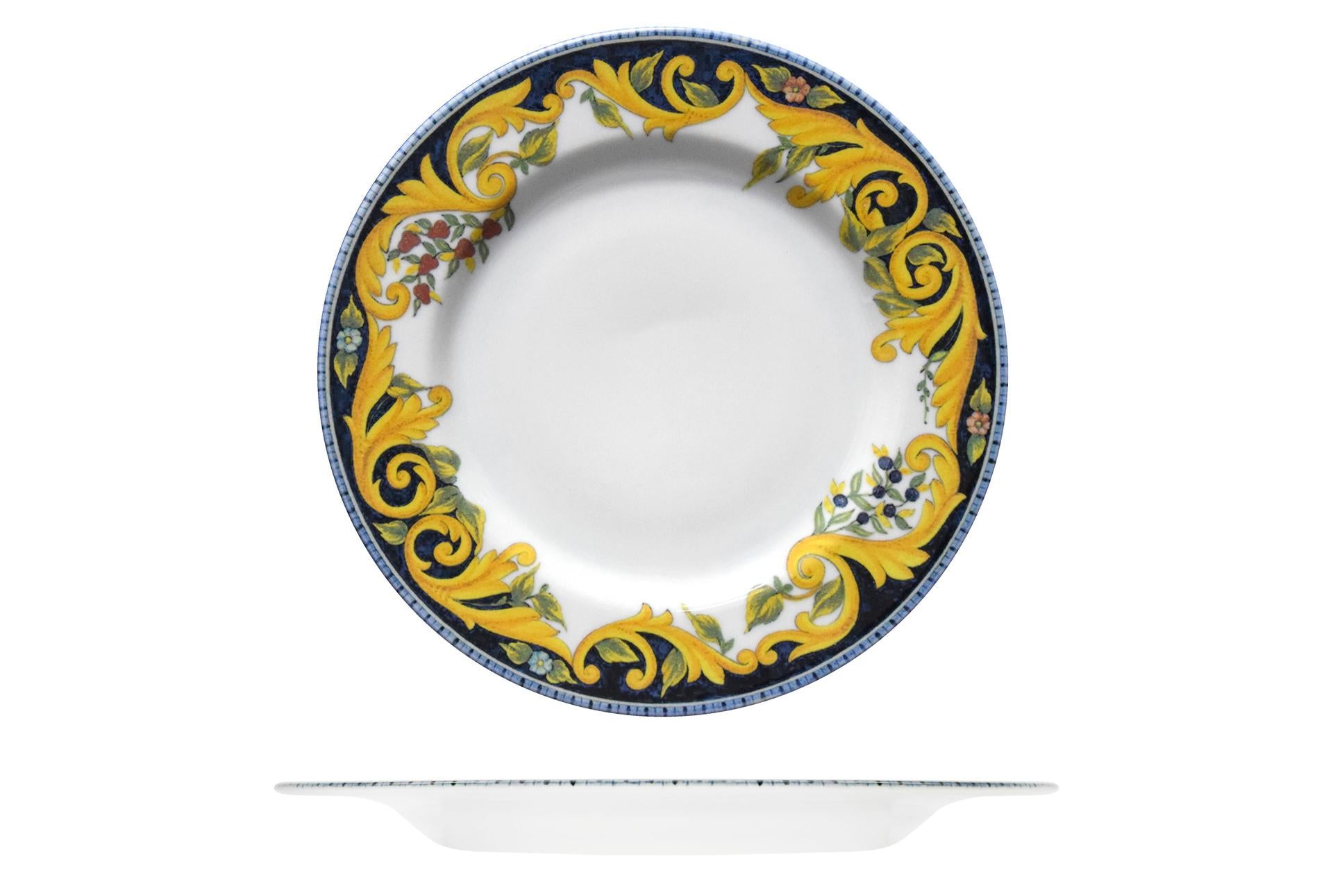 Saturnia Tuscany Ischia Piatto Piano Ø28 cm In Porcellana Con Decoro Fiorentino - Set 6 Pz