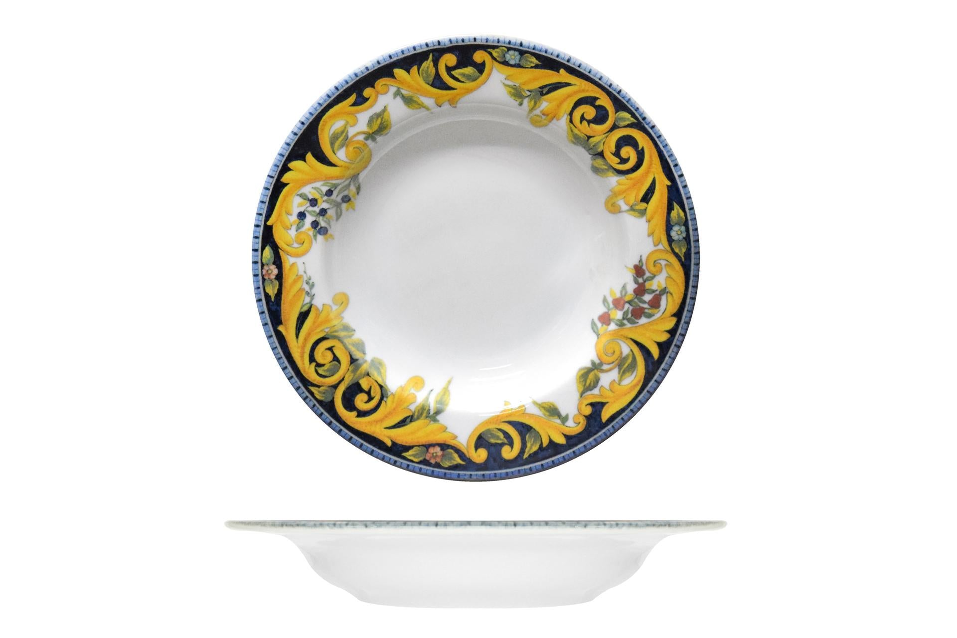 Saturnia Tuscany Ischia Piatto Fondo Ø23 cm In Porcellana Con Decoro Fiorentino - Set 12 Pz