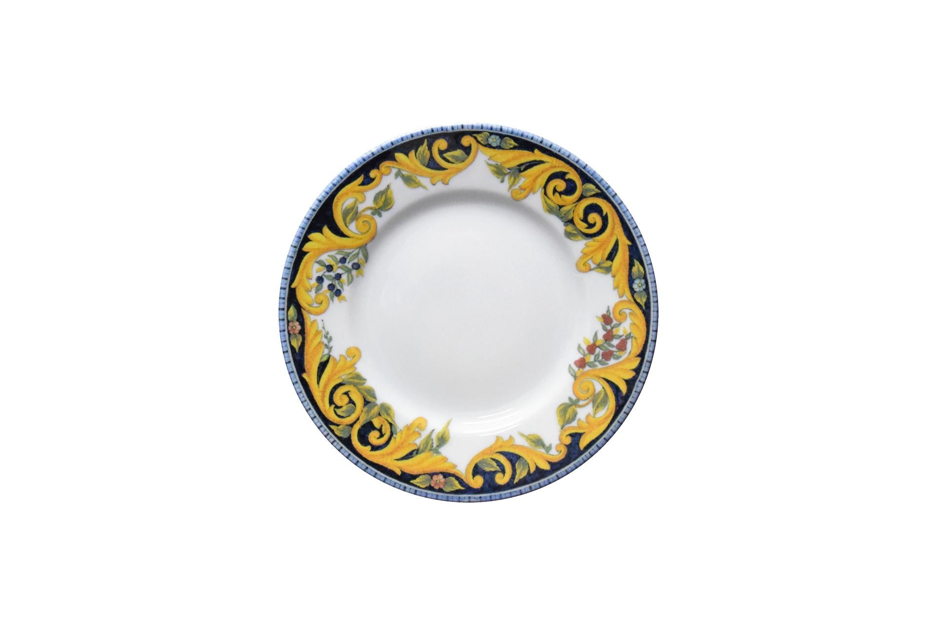 Saturnia Tuscany Ischia Piatto Frutta Ø21 cm In Porcellana Con Decoro Fiorentino - Set 12 Pz