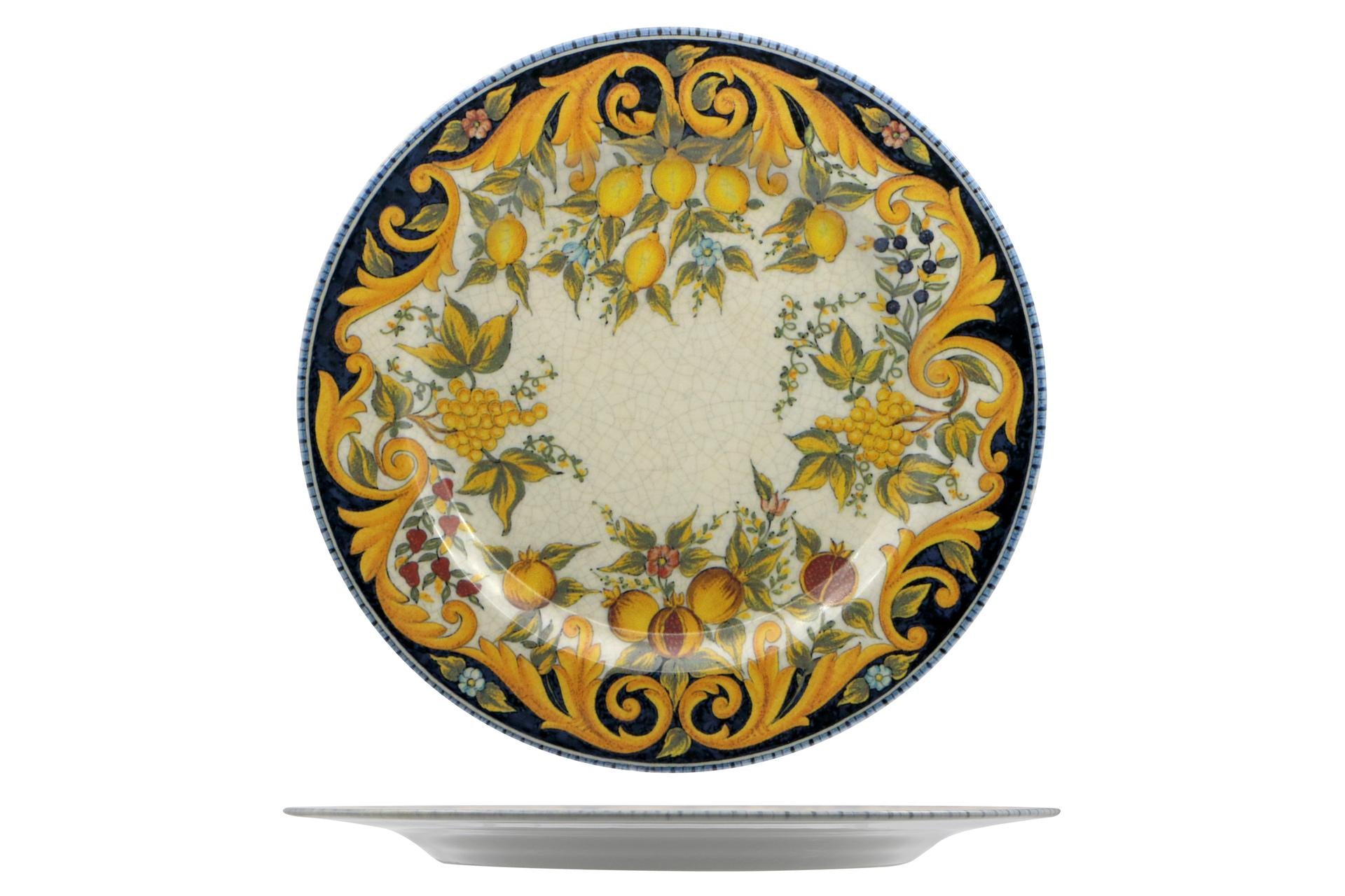 Saturnia Tuscany Etrusca Piatto Portata Ø31 cm In Porcellana Con Decoro Fiorentino - Set 4 Pz