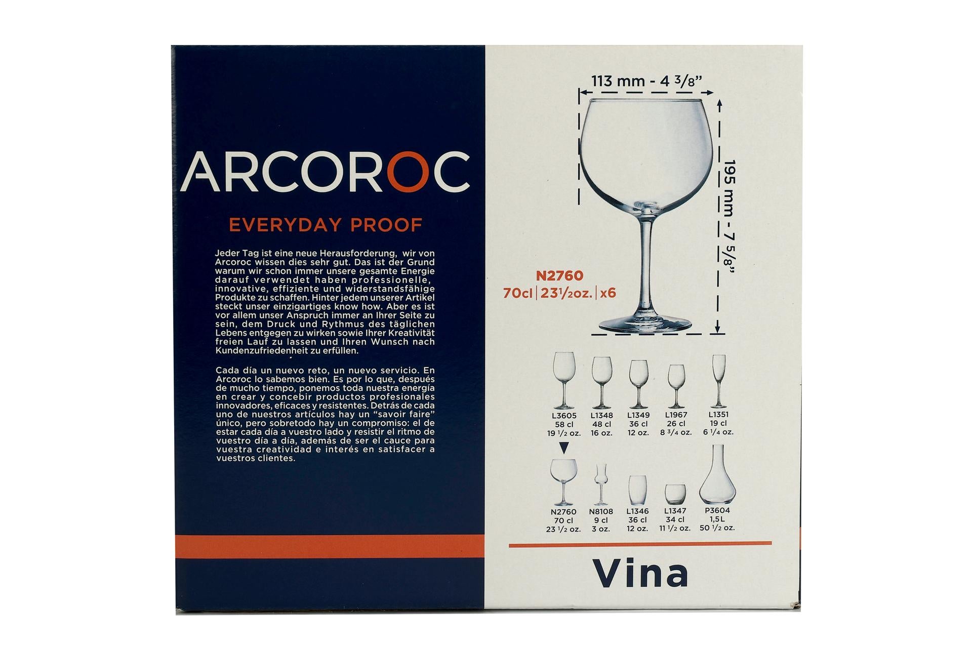 Arcoroc Vina Cocktail Set 6 Calici 70 cl - Calici per Cocktail, Gin, Gelato e Dessert al Cucchiaio - Set 6 Pz 8