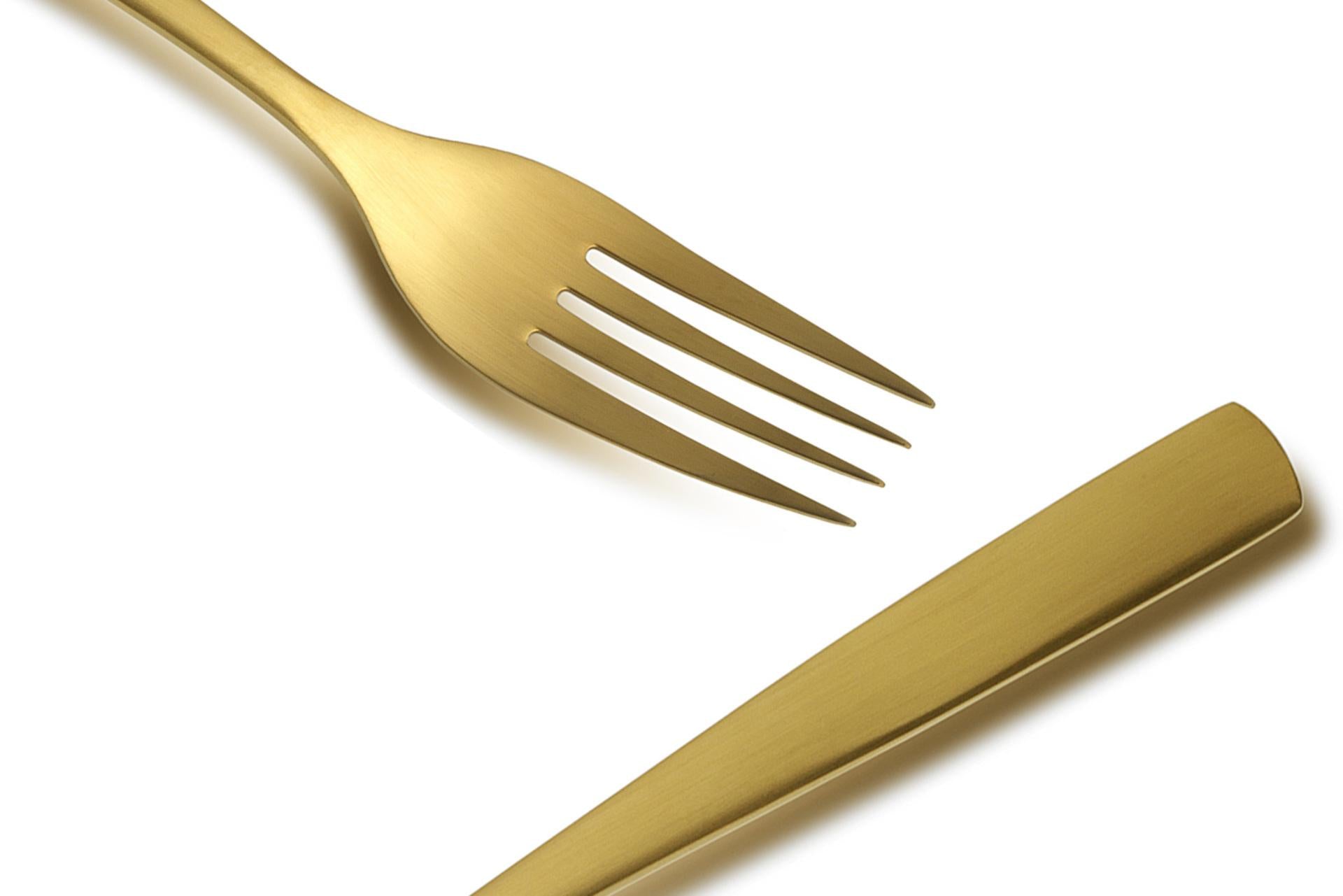 Comas Barcelona Oro Forchetta Frutta In Acciaio - Spessore 3 mm Con Rivestimento PVD - Set 12 Pz