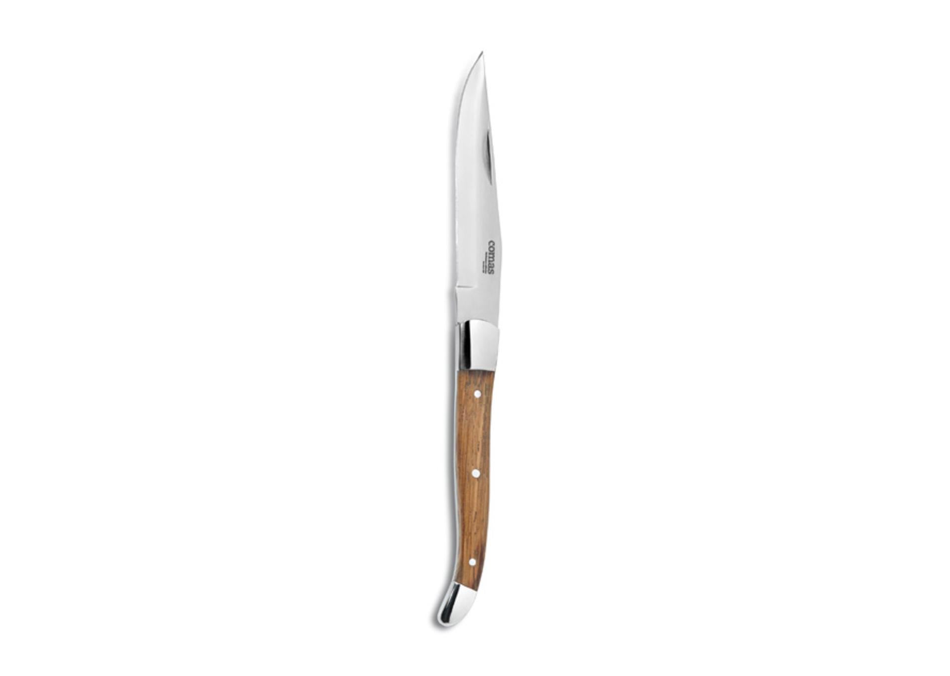 Comas Chuleteros HQ Coltello da Bistecca Alps - Lama Microseghettata 3000 con Manico in Legno - Set 6 Pz