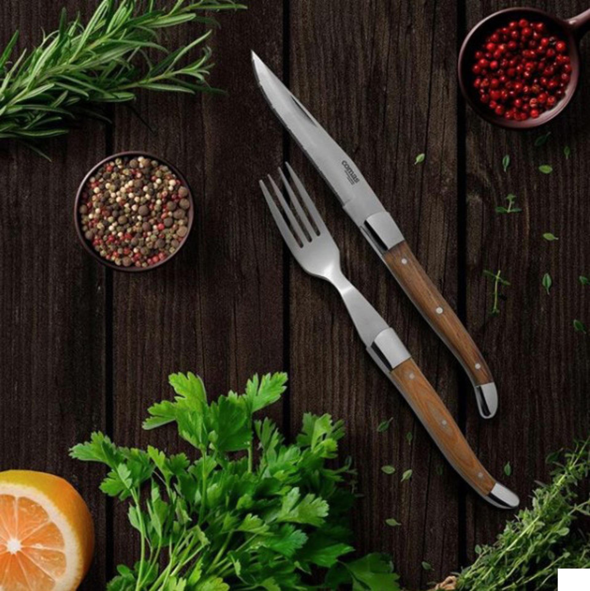 Comas Chuleteros HQ Coltello da Bistecca Alps - Lama Microseghettata 3000 con Manico in Legno - Set 6 Pz 3