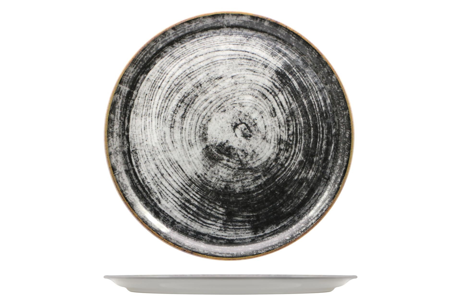 Saturnia Piatto Pizza Napoli Decorato Ø31 cm - Black Round In Ceramica Decorata - Set 6 Pz