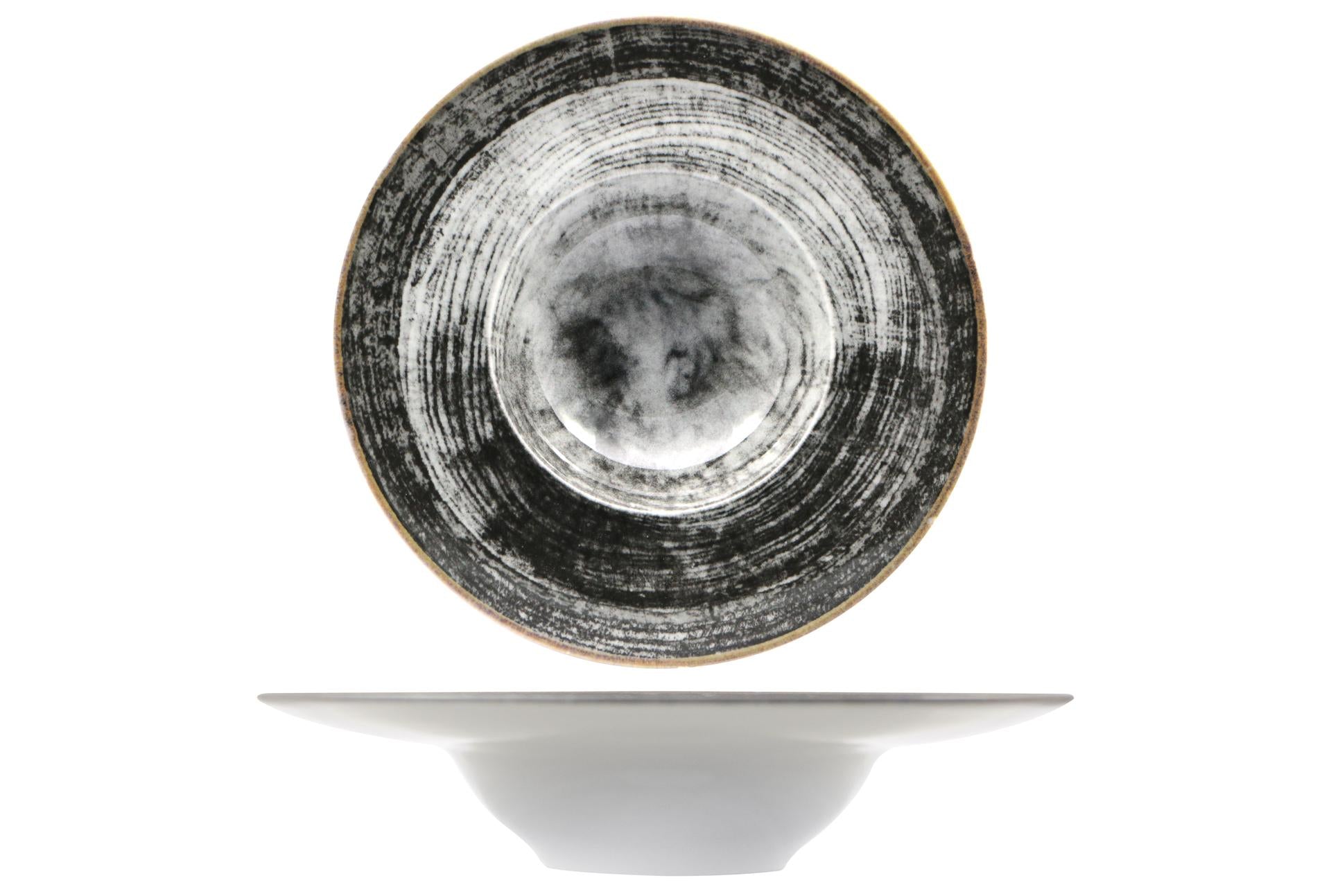 Saturnia Napoli Ciotola Pasta Rotonda Ø27.5 cm - Decorata Nera - Set 6 Pz