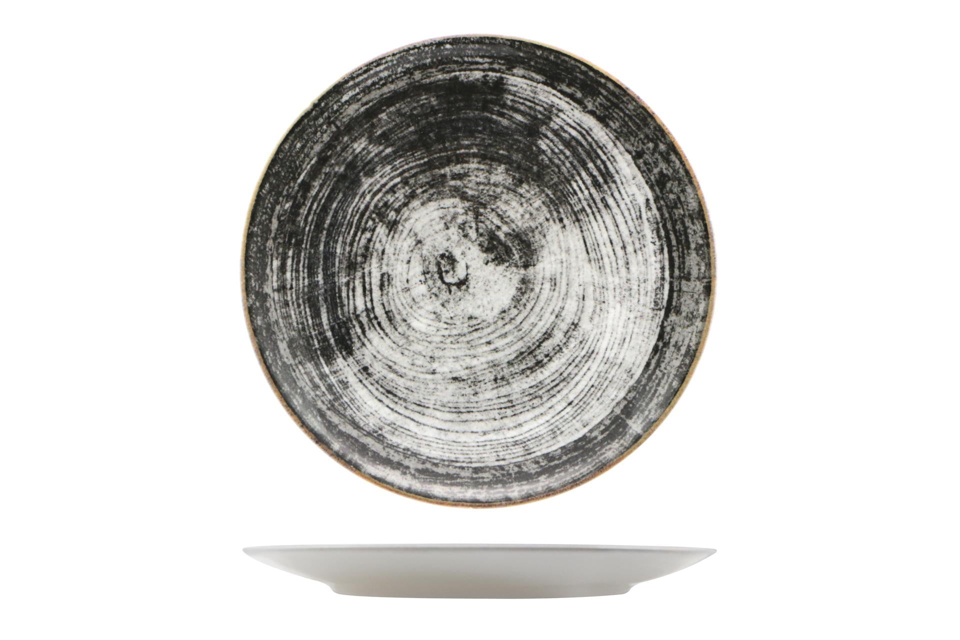 Saturnia Piatto Piano Siviglia Decorato Ø28 cm - Black Round Linea Decorata - Set 6 Pz