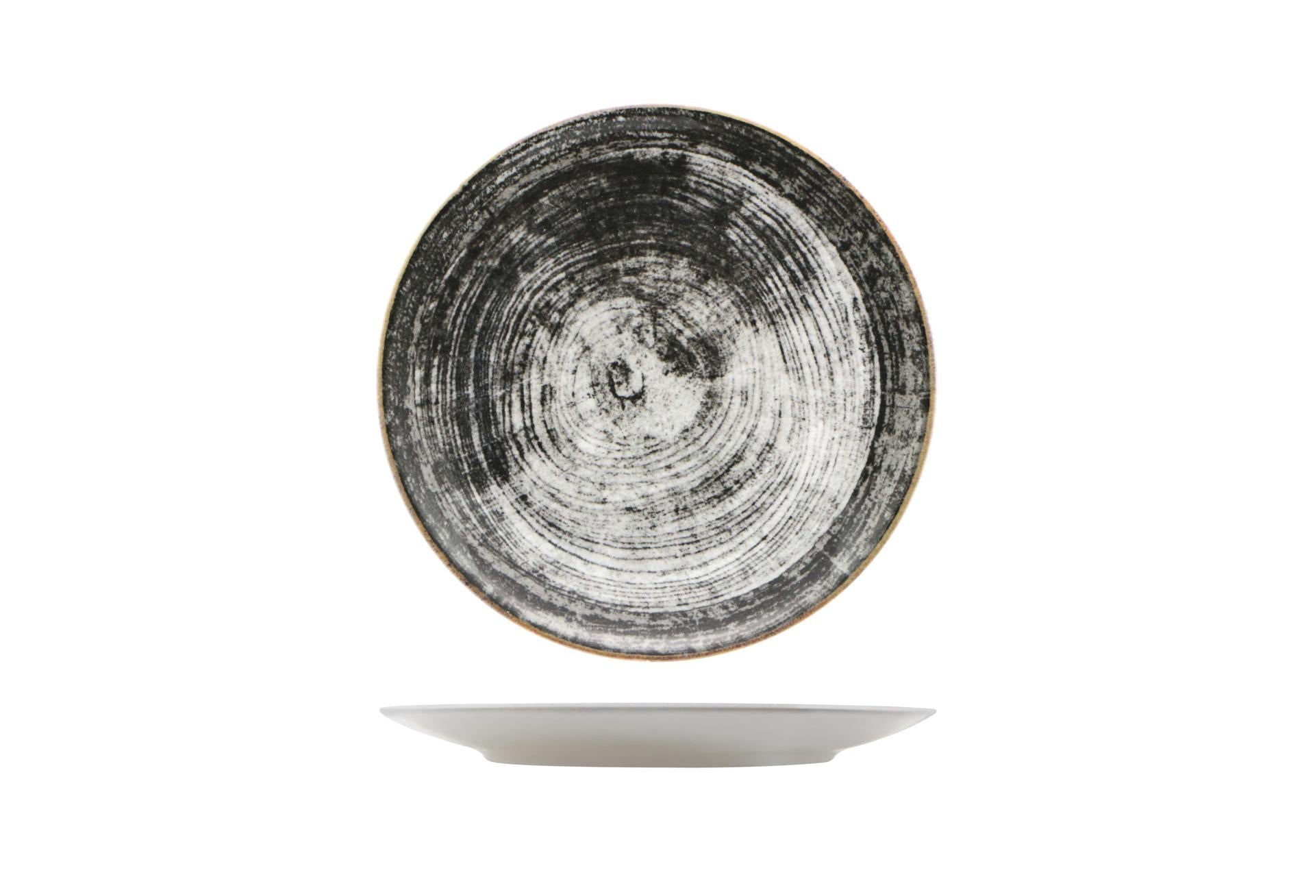 Saturnia Piatto Frutta Siviglia Decorato Ø21 cm - Linea Black Round Decorata - Set 12 Pz