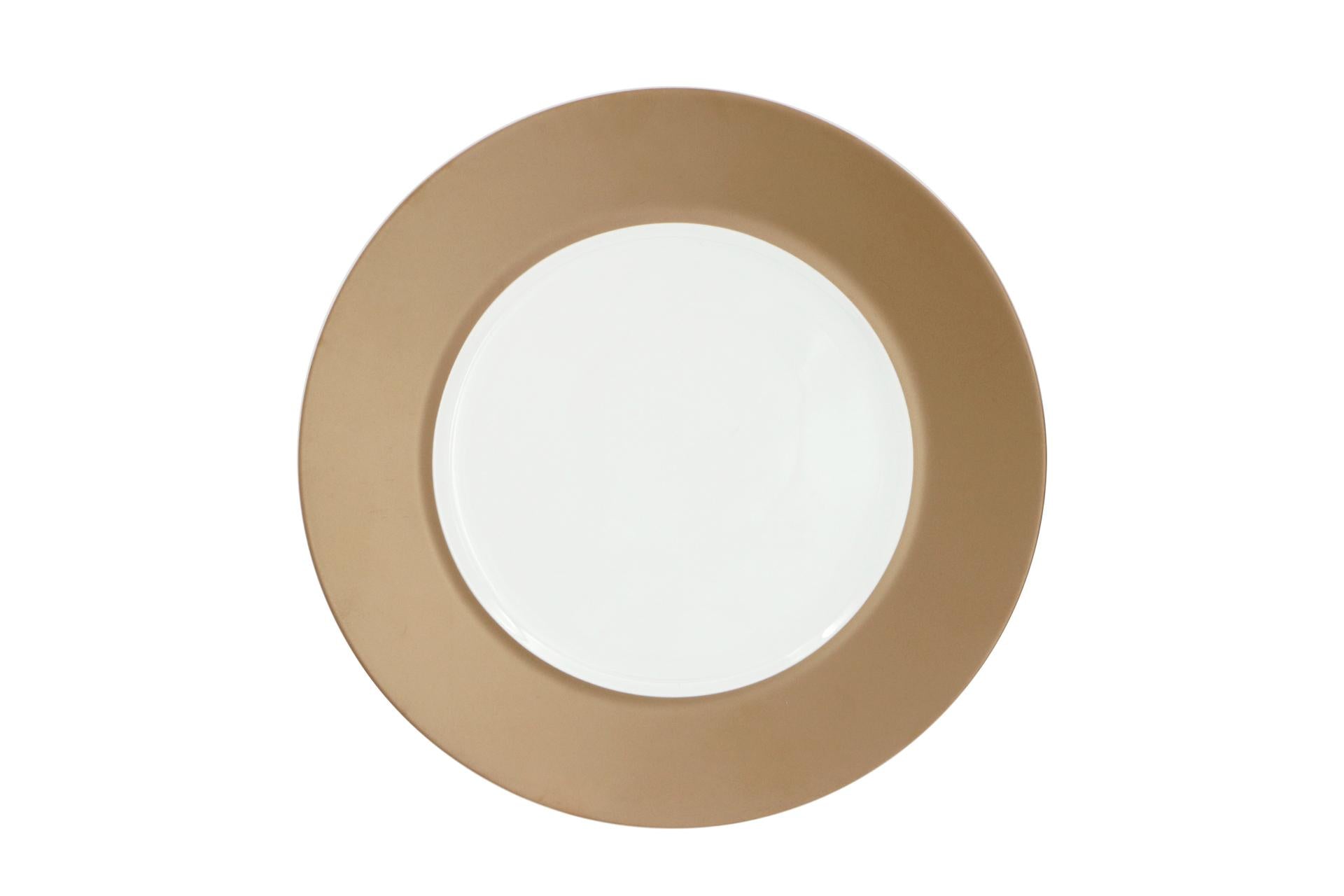 Star Porcelain Florence Piatto Piano Ø28 cm - Bronzo-Bianco In Porcellana - Set 6 Pz