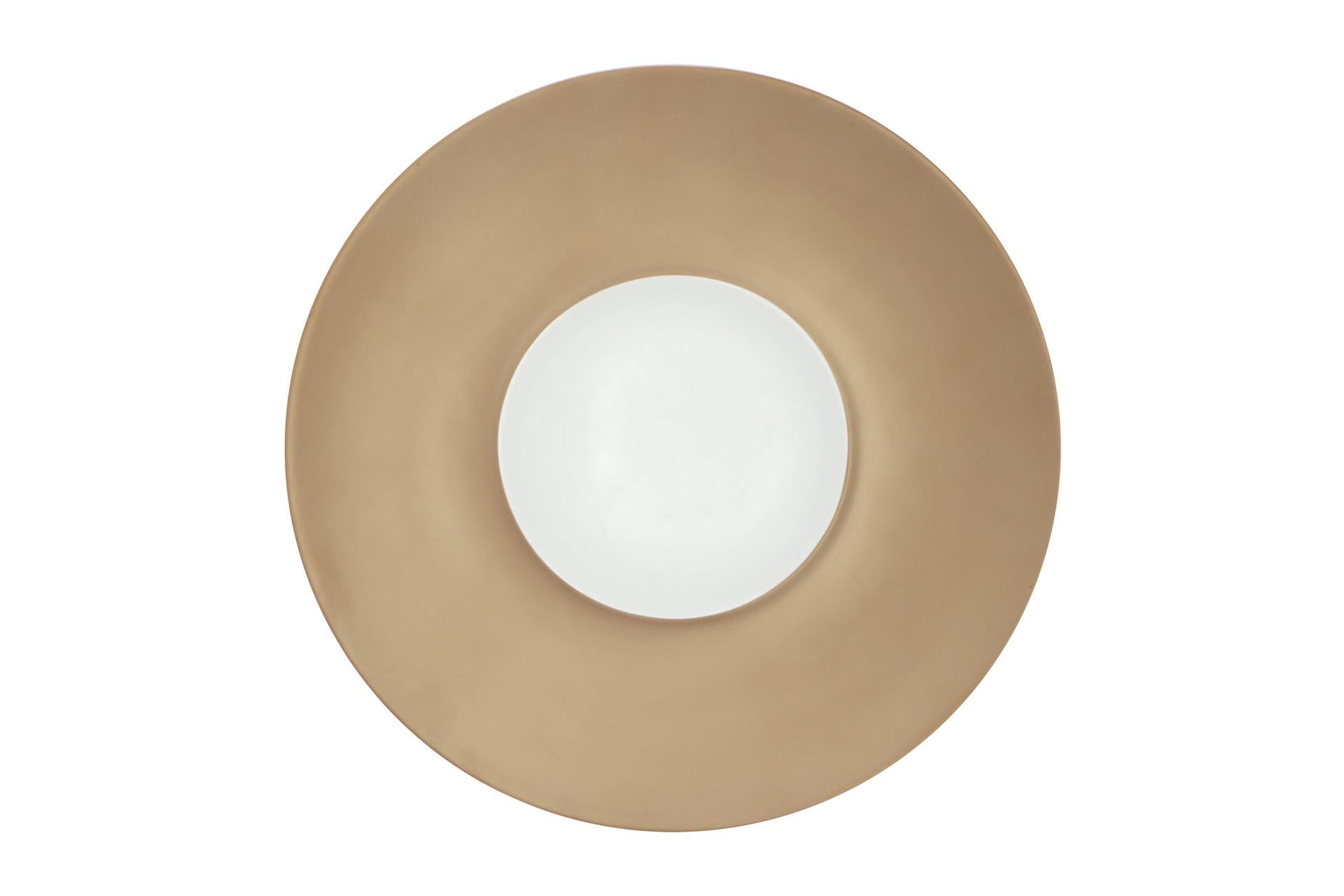 Star Porcelain Florence Piatto Piano Ø28 cm - Interno Ø12.5 cm In Porcellana Bronzo-Bianco - Set 6 Pz