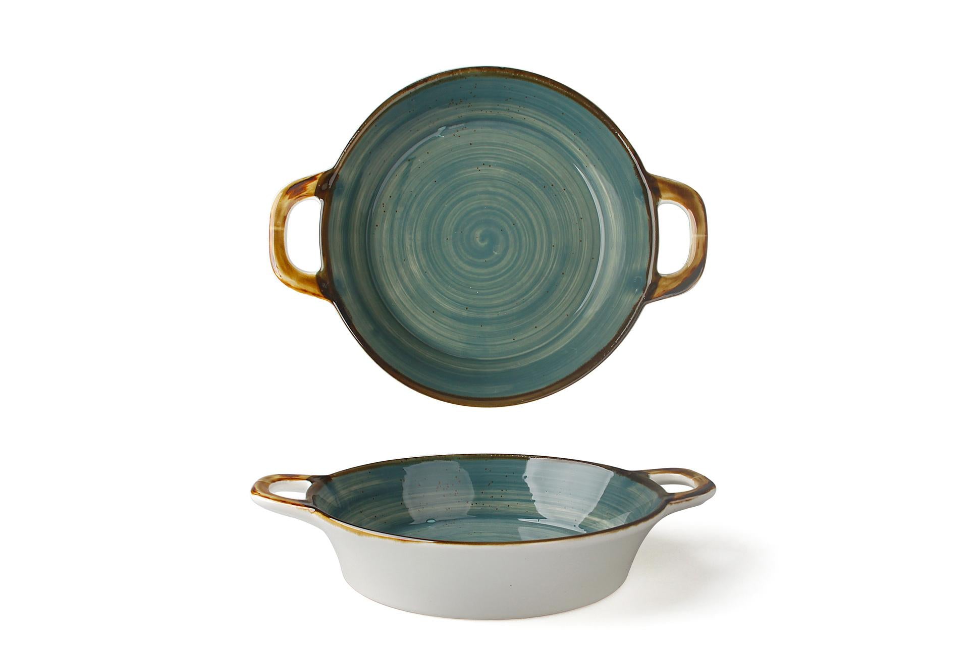 Import Tavola Professional Just Tegamino 2 Manici Ø15 cm In Porcellana Ottanio - Linea JustColor - Set 3 Pz