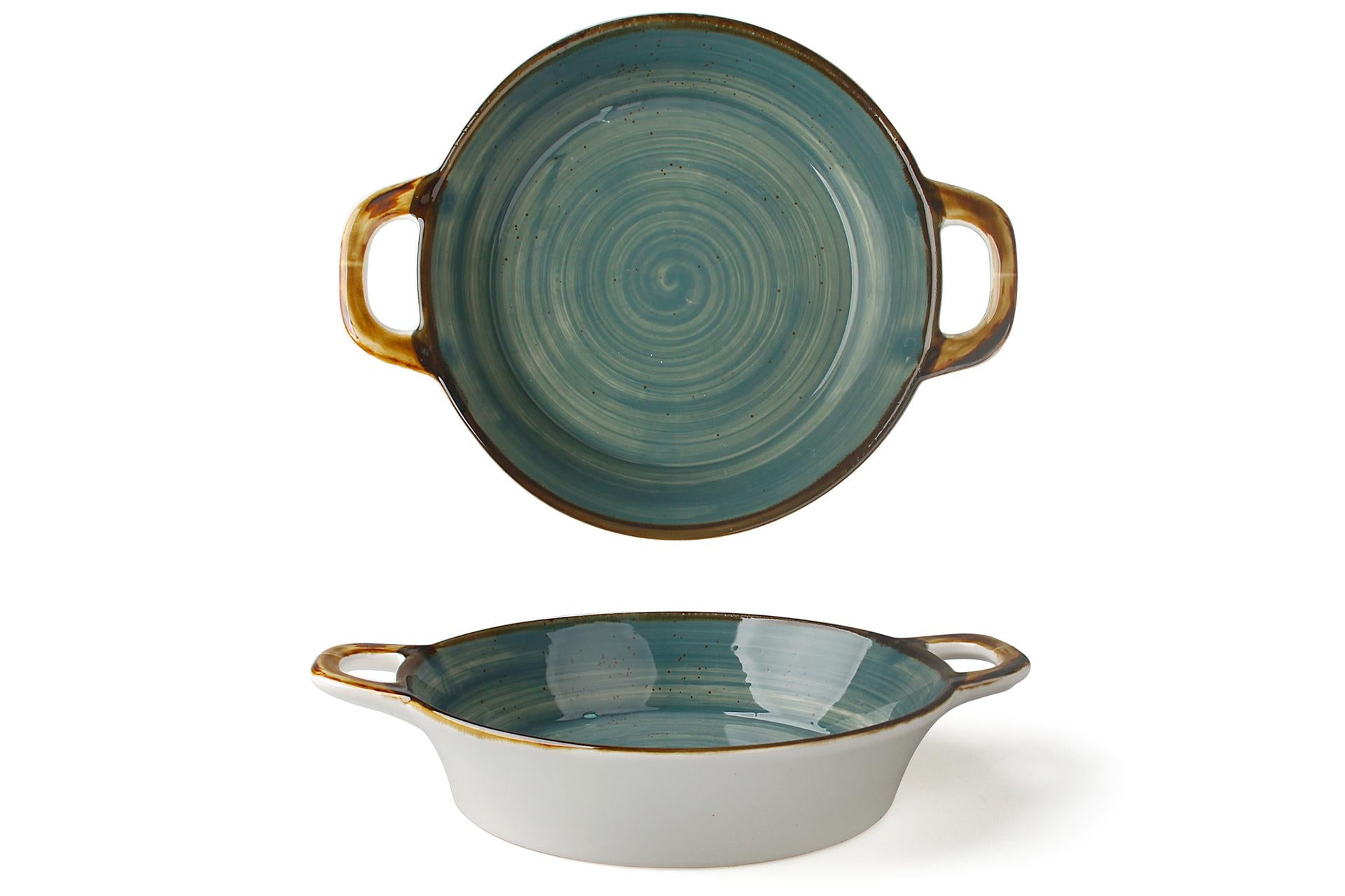 Just Tegamino 2 Manici Ø20 cm In Porcellana Ottanio - Linea JustColor di Import Tavola Professional - Set 3 Pz