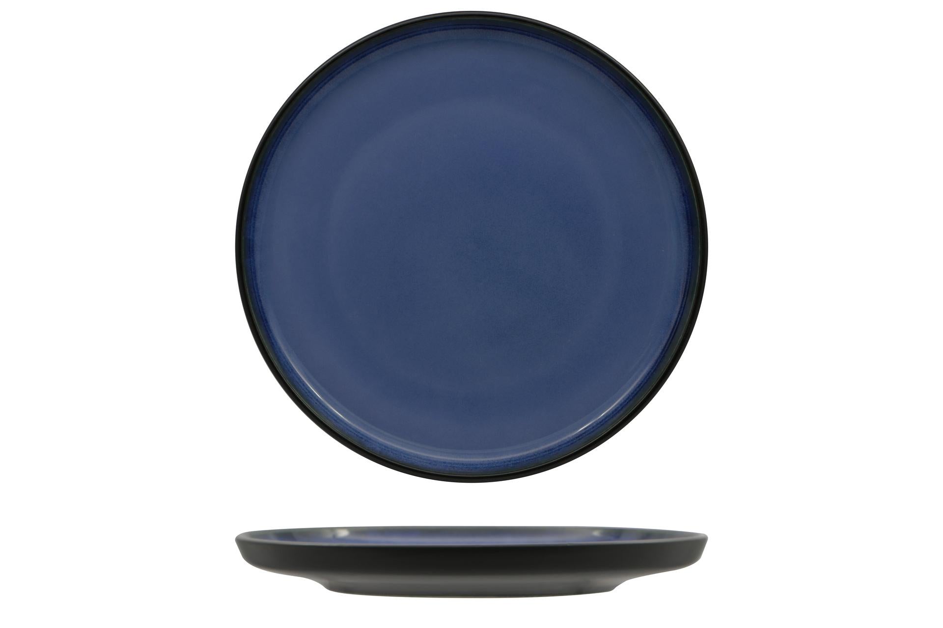 Import Tavola Professional Madeira Piatto Tondo Nordic Ø19 cm Nero-Blu In Porcellana - Set 6 Pz