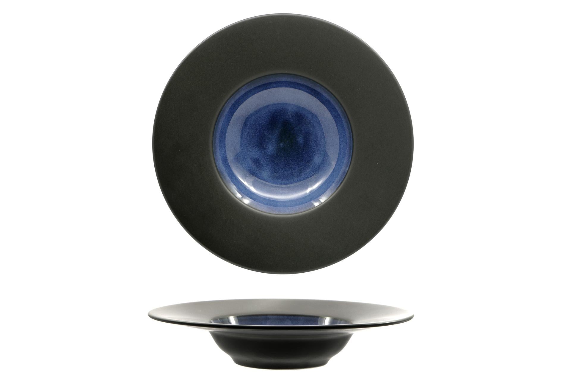 Import Tavola Professional Madeira Pasta Bowl Ø27.2 cm - Interno Ø14.5 cm In Porcellana Nero-Blu - Set 3 Pz