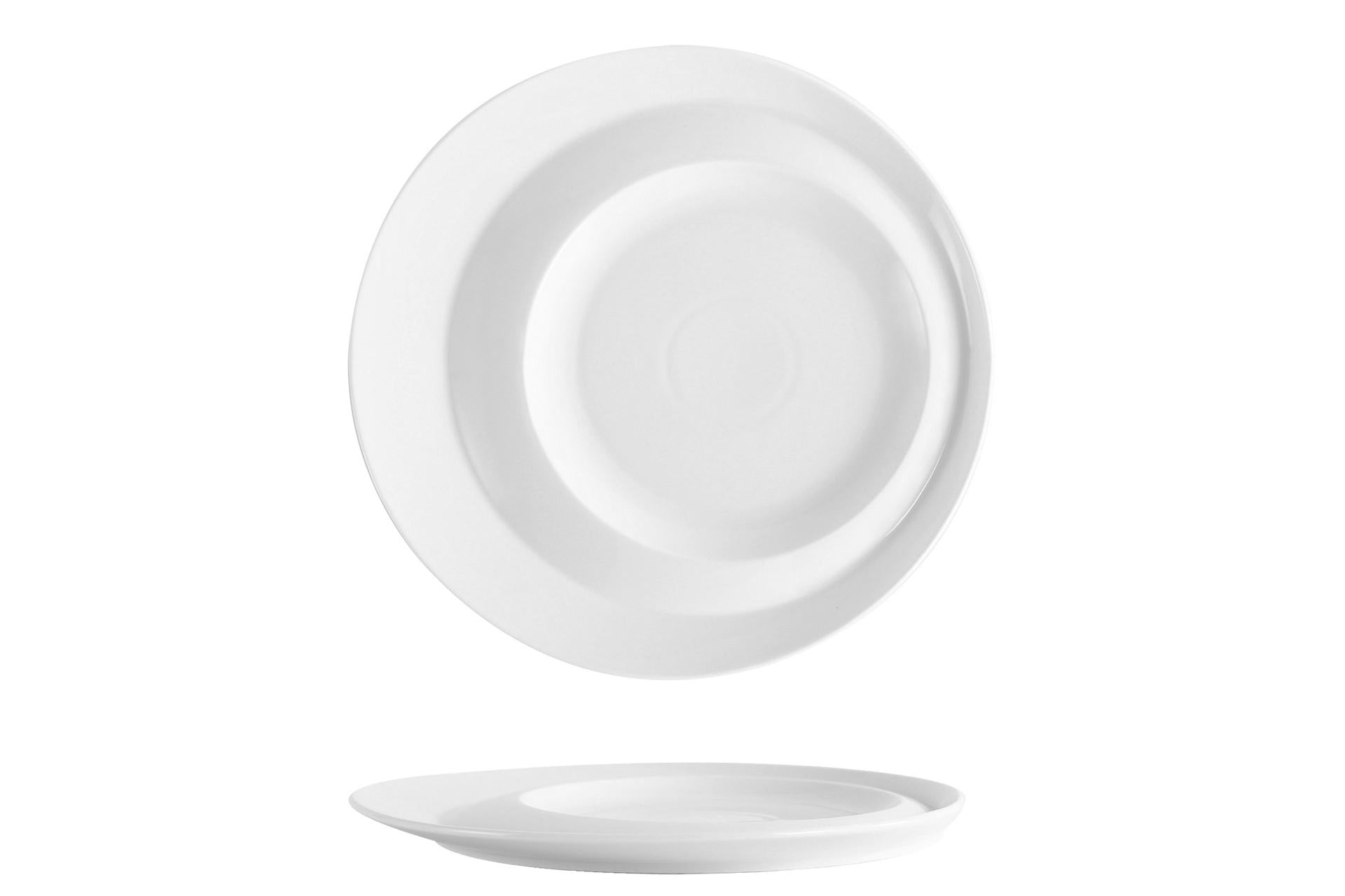 Selecta Piatto Piano Gourmet Tondo Ø30.2 cm Interno Ø14-19 cm In Porcellana Bianca - Set 4 Pz