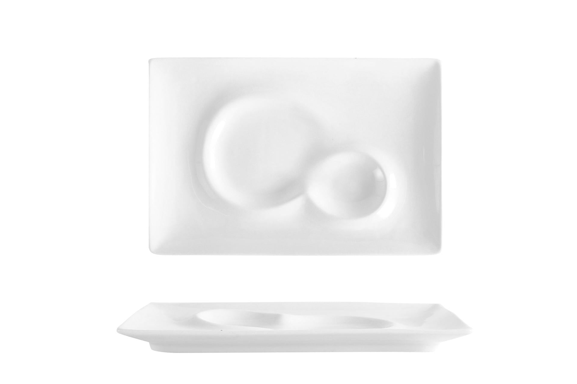 Selecta Piatto Piano Gourmet Rettangolare 30.6 x 20.7 cm In Porcellana Bianco - Set 4 Pz