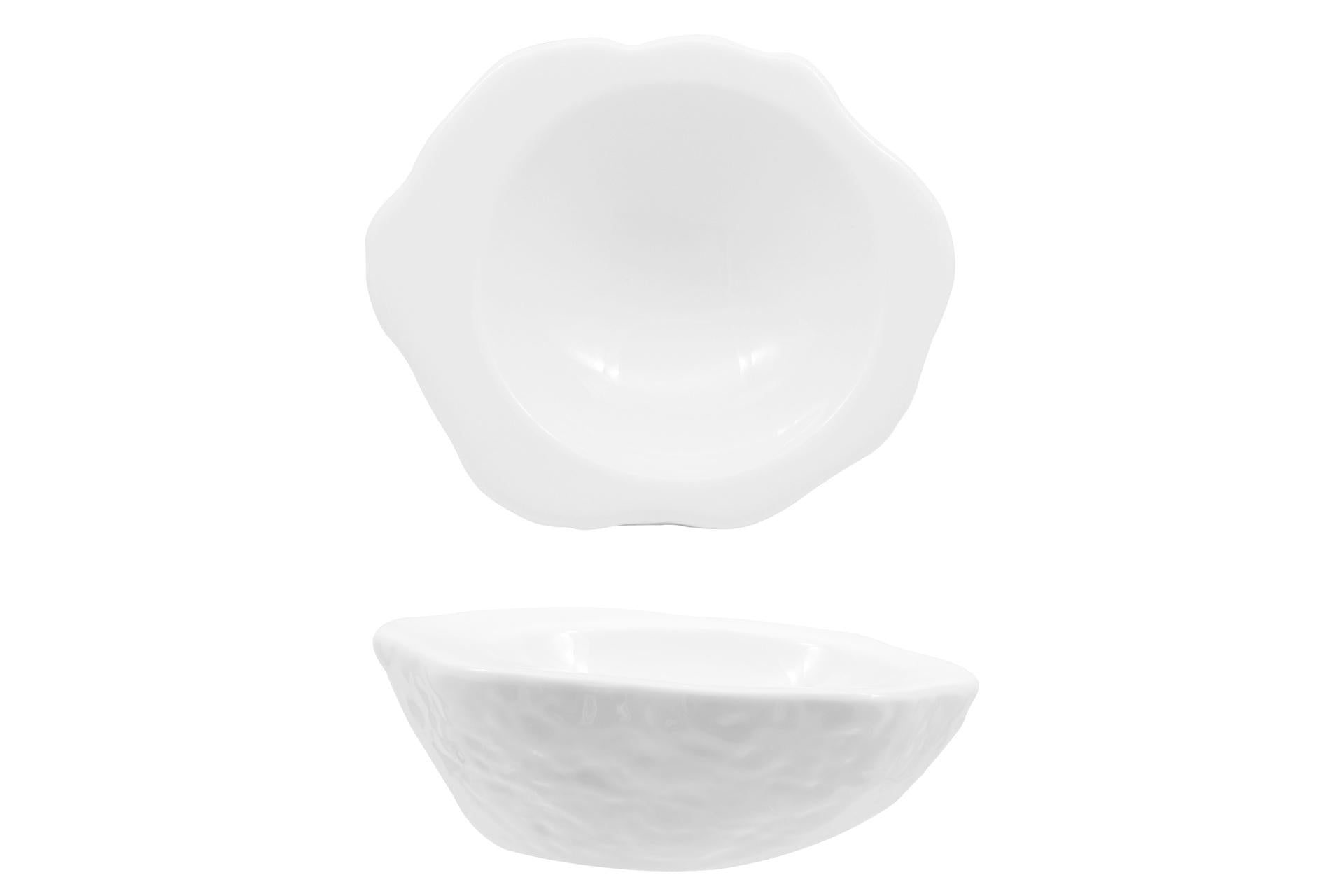 Import Tavola Professional Coppa Concava Effetto Pietra 24.5x20.5 cm In Porcellana - Linea Rock Bianco - Set 2 Pz