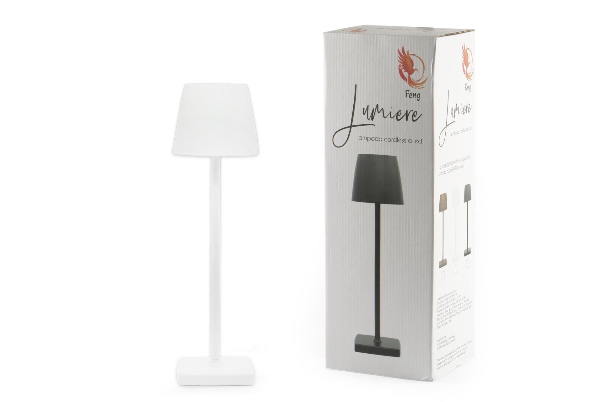 Import Tavola Professional Lumiere Lampada da Tavolo LED Bianca H.38 cm - Ricaricabile, Dimmerabile, IP54, Alluminio Verniciato e Policarbonato 3