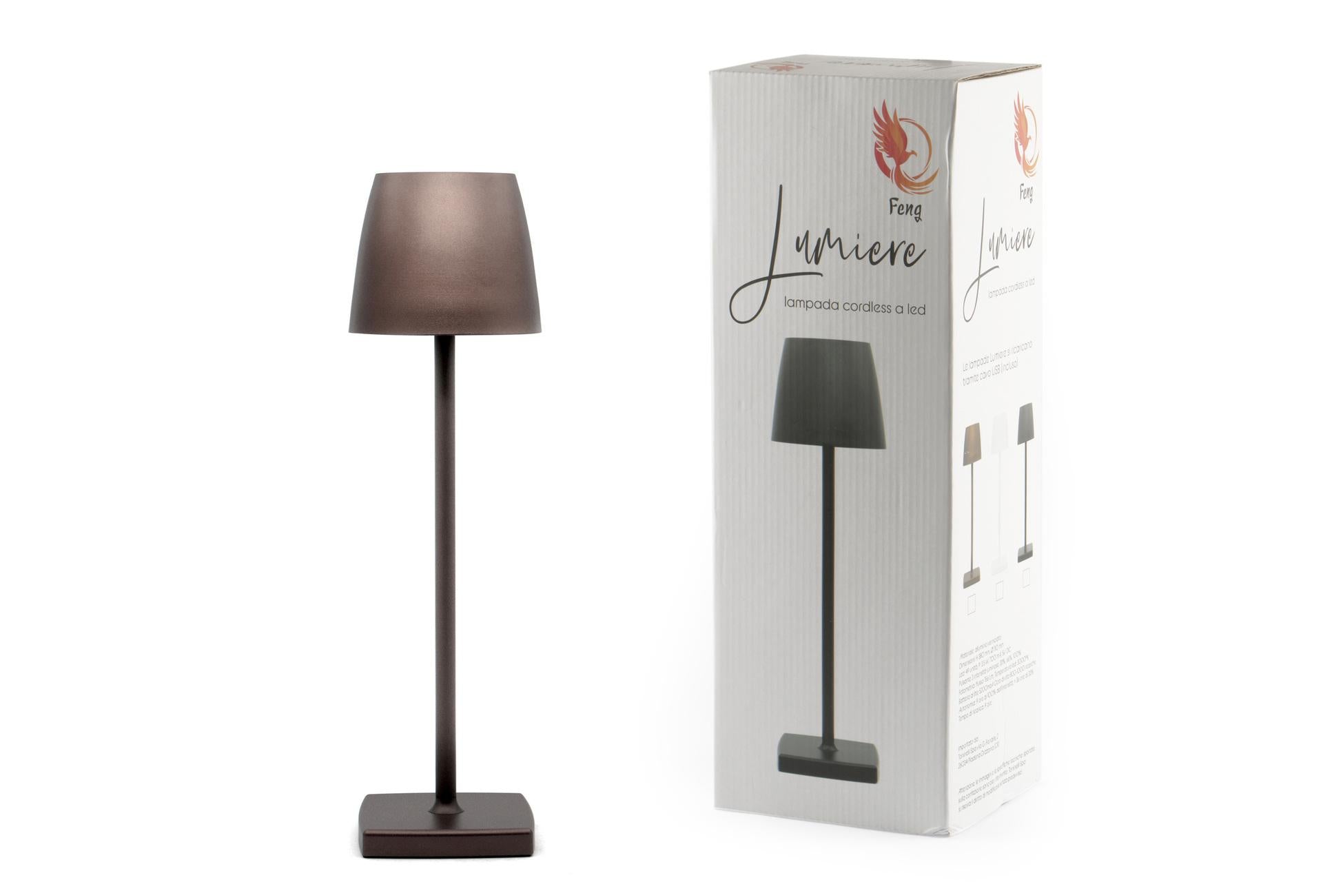 Import Tavola Professional Lumiere Lampada da Tavolo LED Ricaricabile H.38 cm - Bronzo Con Apparecchio In Alluminio Verniciato e Diffusore In Policarbonato 3