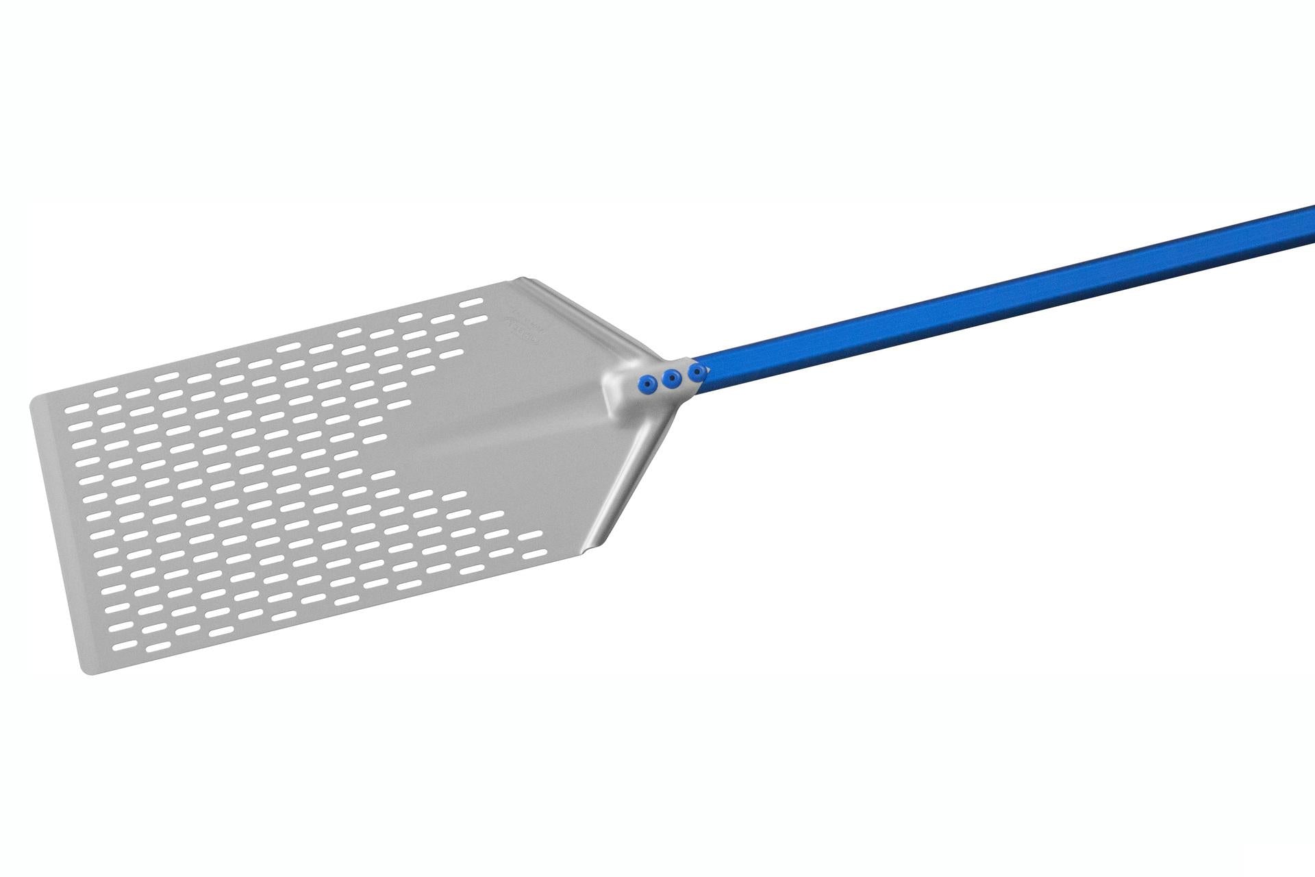 Gi Metal Azzurra Pala Pinsa Forata Rettangolare 40x23 cm In Alluminio Con Manico 60 cm