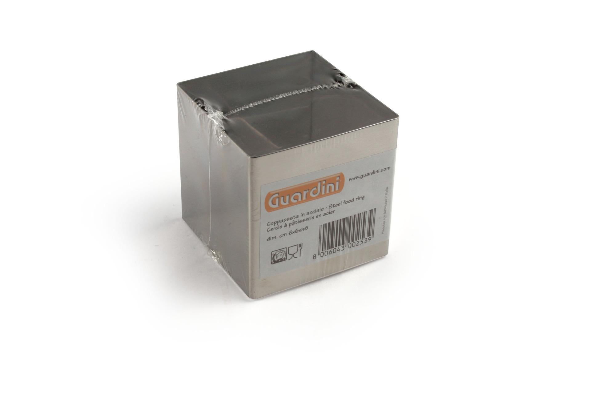 Guardini Coppapasta Quadrato H.6 cm - 6 x 6 cm In Acciaio Inox per Tagliare Pasta e Impiattare