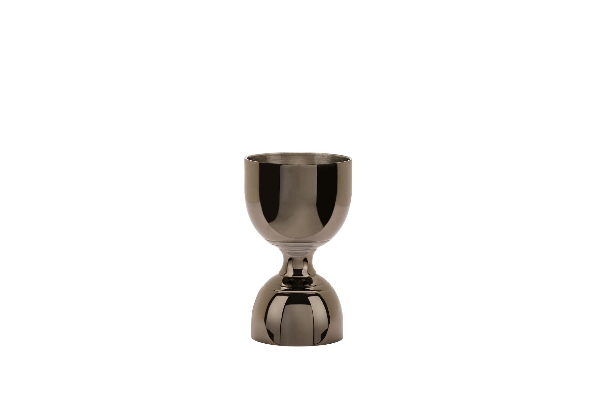 Training Consulting Mixing Misurino Jigger Nero H.9 cm - Ø4.5/5 cm In Acciaio Inox Cono Piccolo 10/20/25/30 ml Cono Grande 45/60 ml
