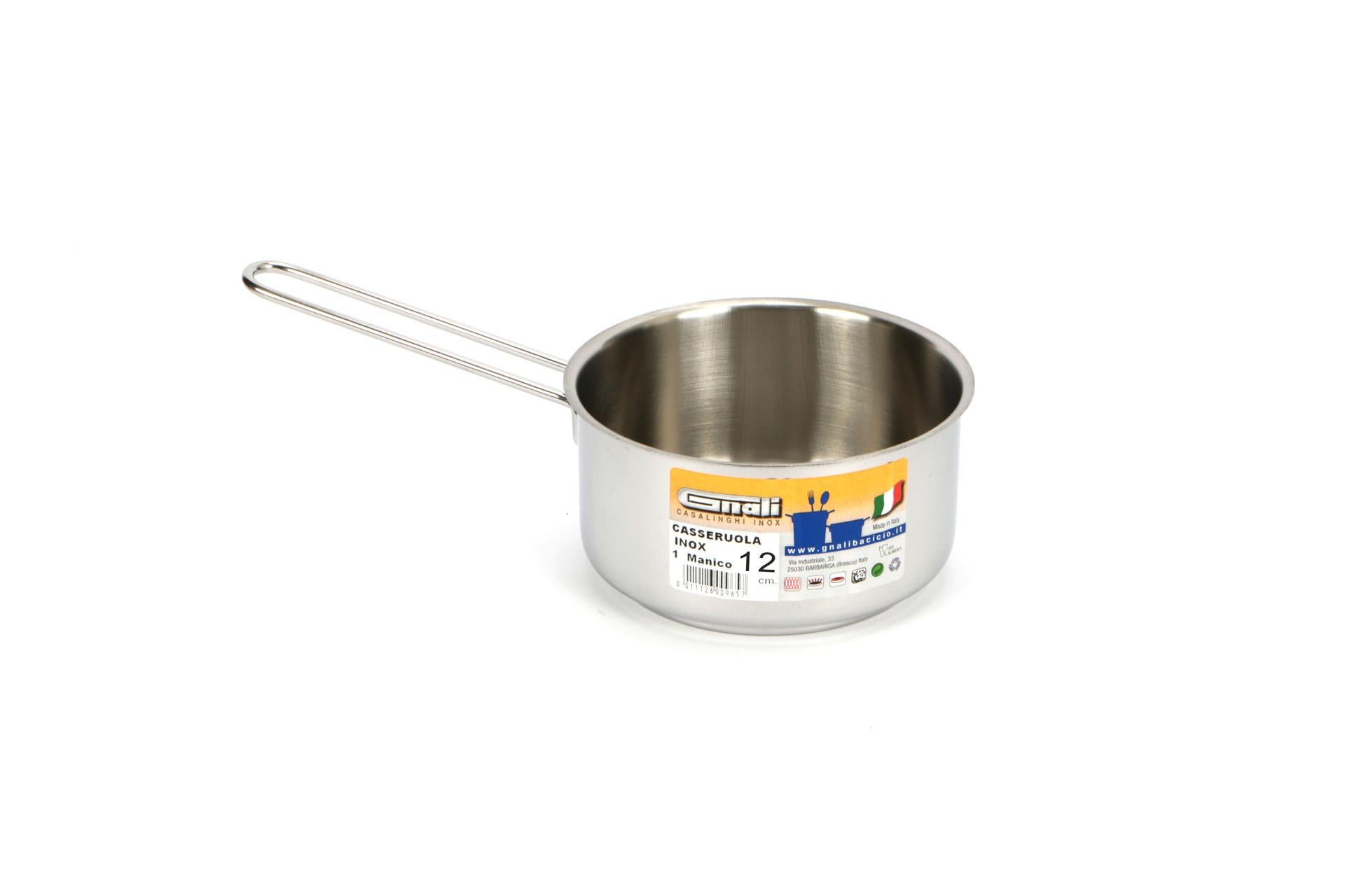 Gnali Realterm Casseruola Alta 1 Manico Ø12 cm In Acciaio Inox Adatta per Tutti i Piani Cottura Inclusa Induzione