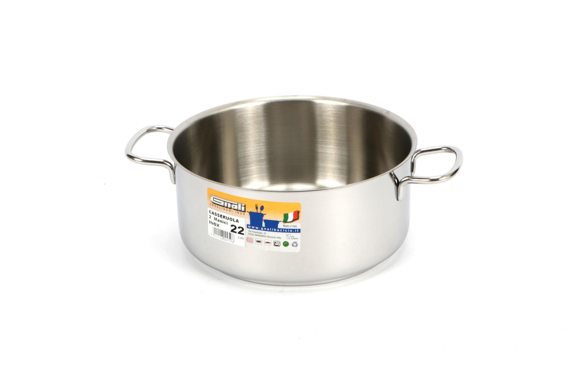 Gnali Realterm Casseruola Alta 2 Manici Ø22 cm In Acciaio Inox Adatta per Tutti i Piani Cottura Inclusa Induzione