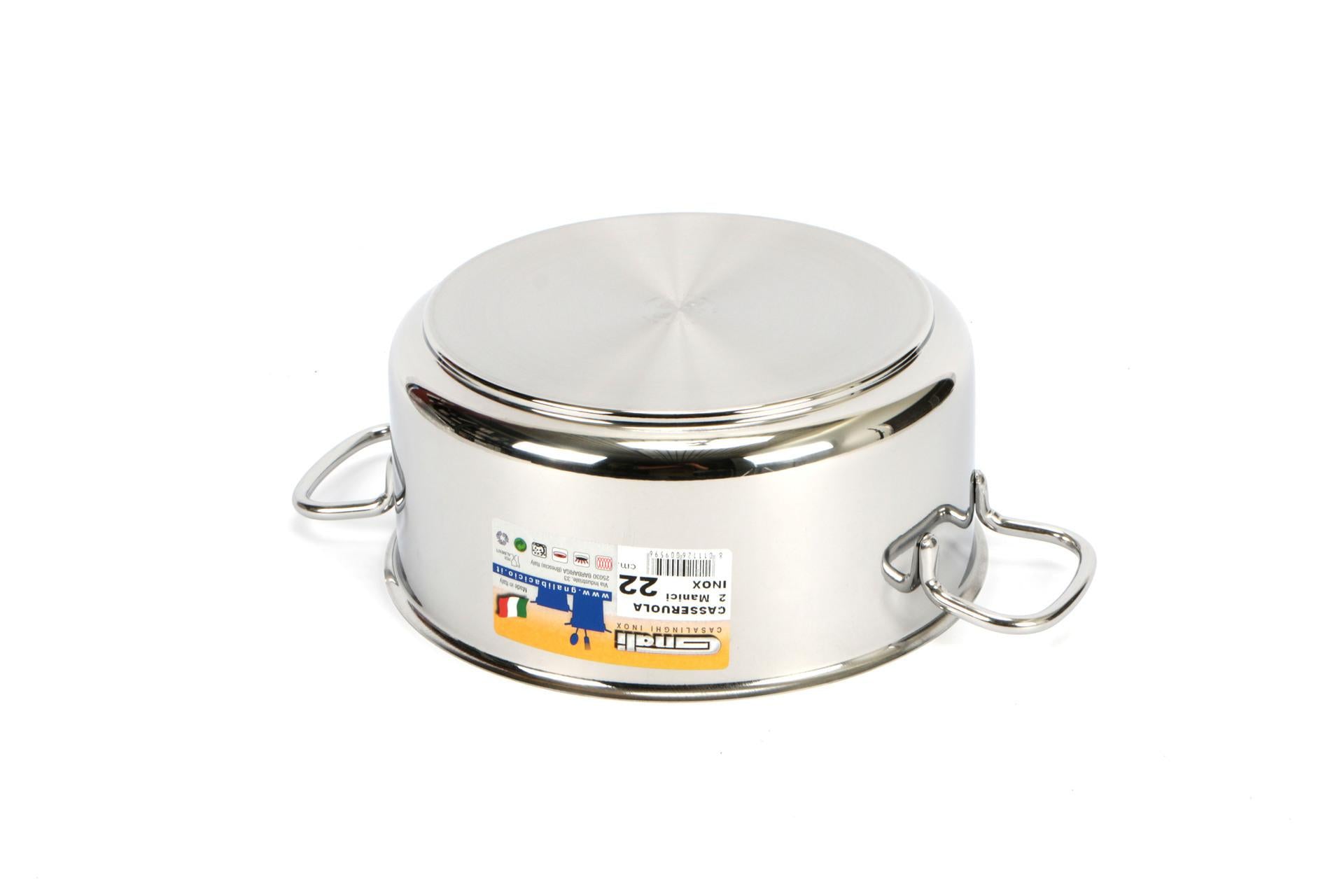 Gnali Realterm Casseruola Alta 2 Manici Ø22 cm In Acciaio Inox Adatta per Tutti i Piani Cottura Inclusa Induzione