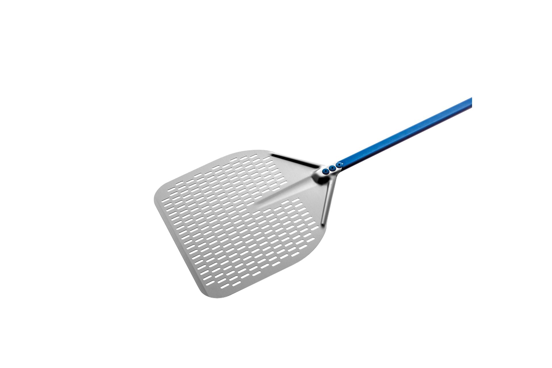 Gi Metal Azzurra Pala Pizza Rettangolare Forata 33 cm - Manico 60 cm In Alluminio Anodizzato Azzurro