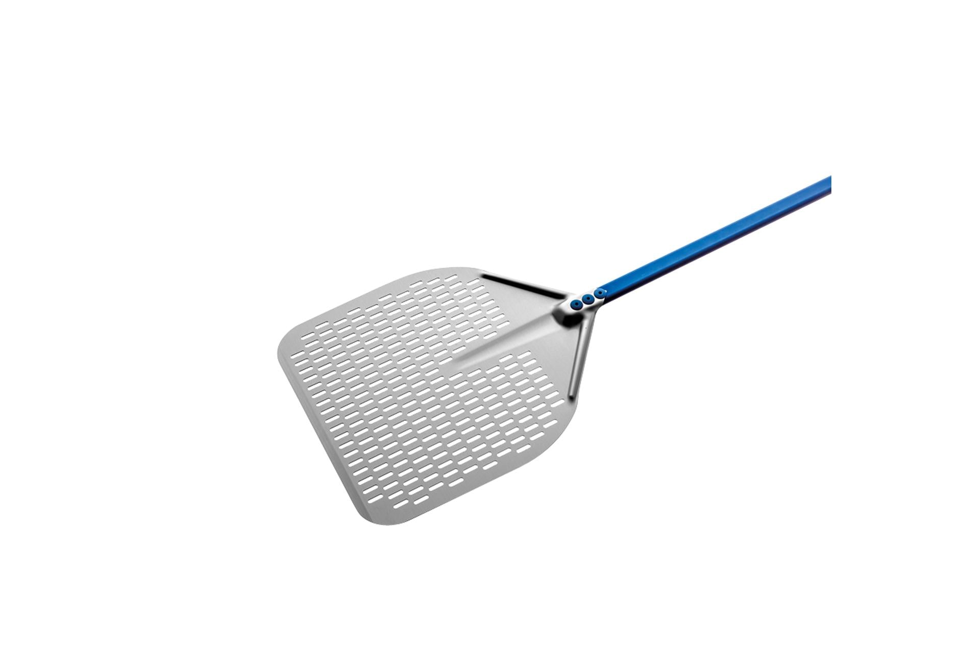Gi Metal Azzurra Pala Pizza Rettangolare Forata 36 cm - Manico 60 cm In Alluminio Anodizzato Azzurro