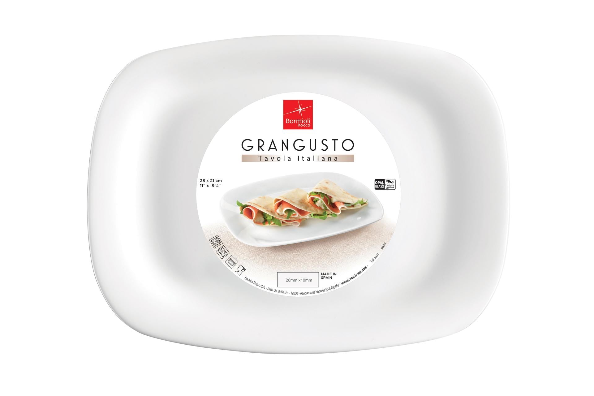 Bormioli Rocco Grangusto Piatto Piadina 28 x 21 cm - Set 12 Pz