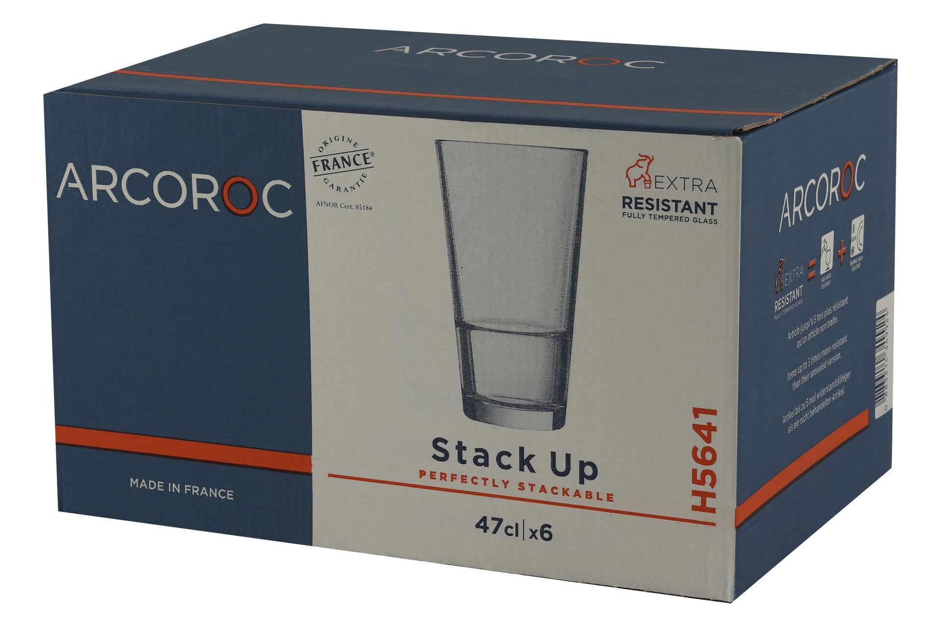 Arcoroc Stack Up Bicchiere Temperato Cl 47 - H 147 mm Ø 87 mm Impilabile - Set 6 Pz 4