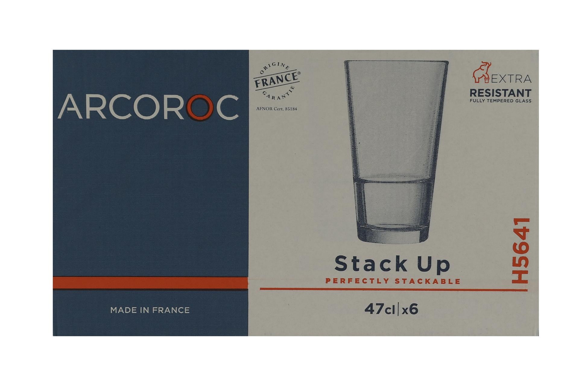 Arcoroc Stack Up Bicchiere Temperato Cl 47 - H 147 mm Ø 87 mm Impilabile - Set 6 Pz 5