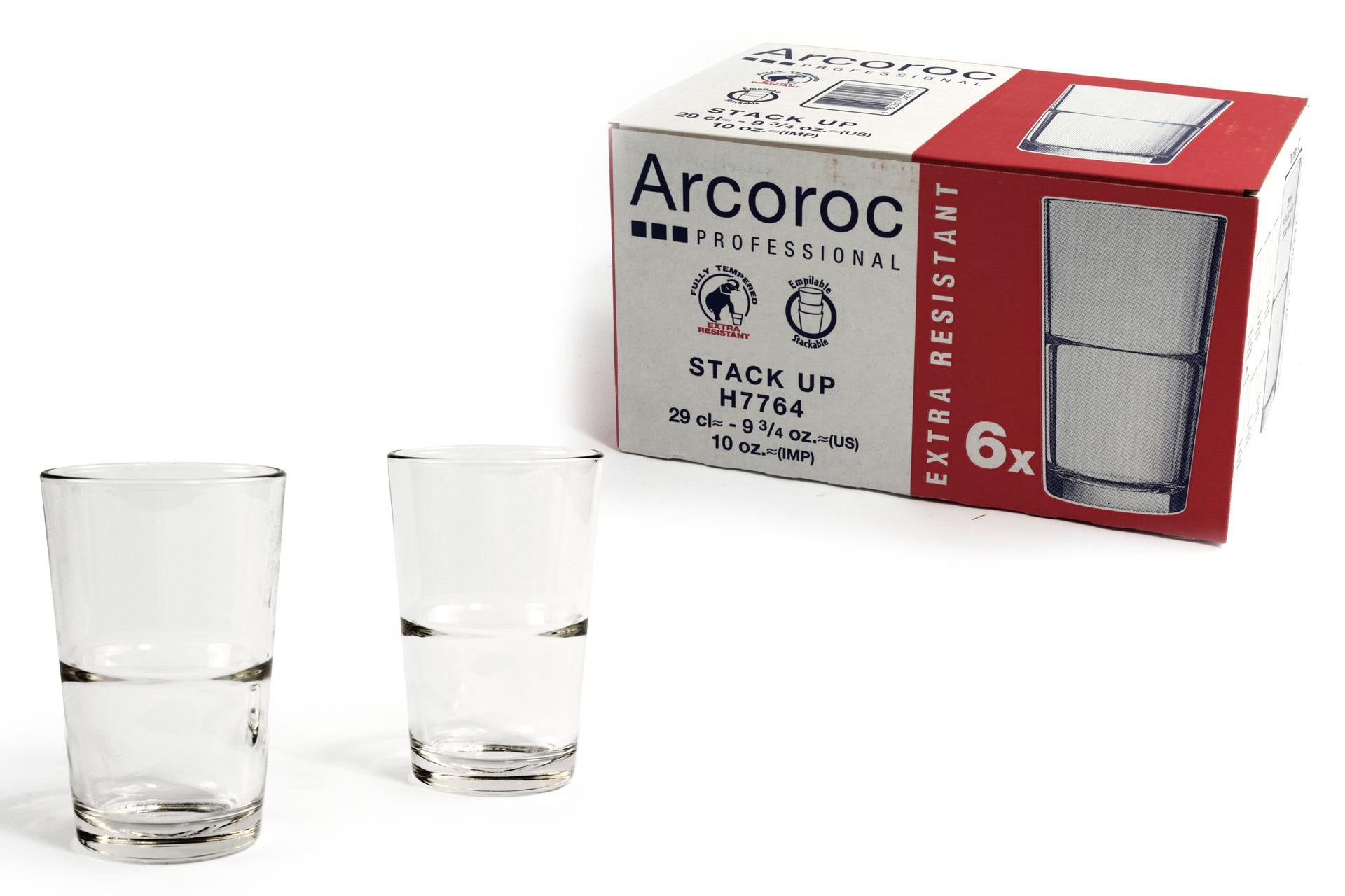 Arcoroc Stack Up Bicchiere Temperato 29 cl - H.119 mm Ø76 mm Impilabile - Set 6 Pz