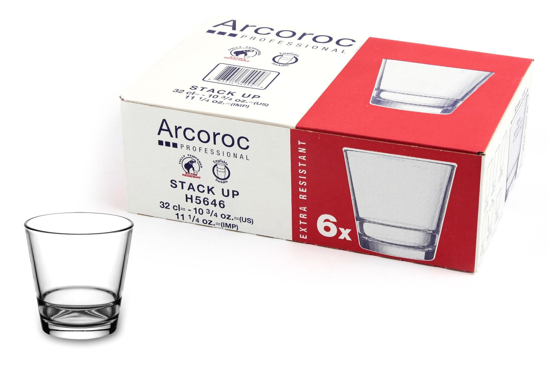 Arcoroc Stack Up Bicchiere Temperato Cl 32 - H 92 mm Ø 92 mm Impilabile - Set 6 Pz