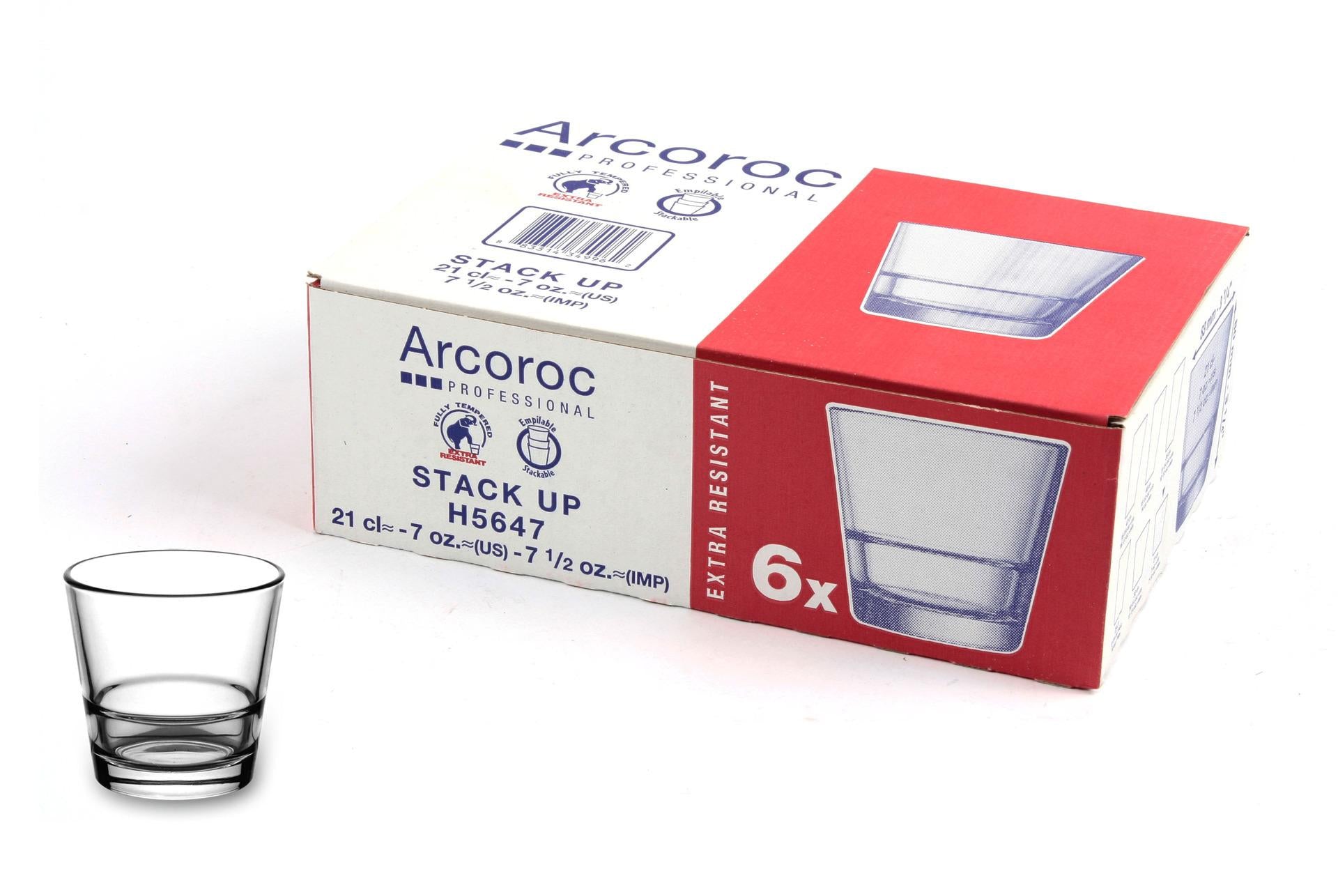 Arcoroc Stack Up Bicchiere Temperato Cl 21 - H 80 mm Ø 83 mm Impilabile - Set 6 Pz