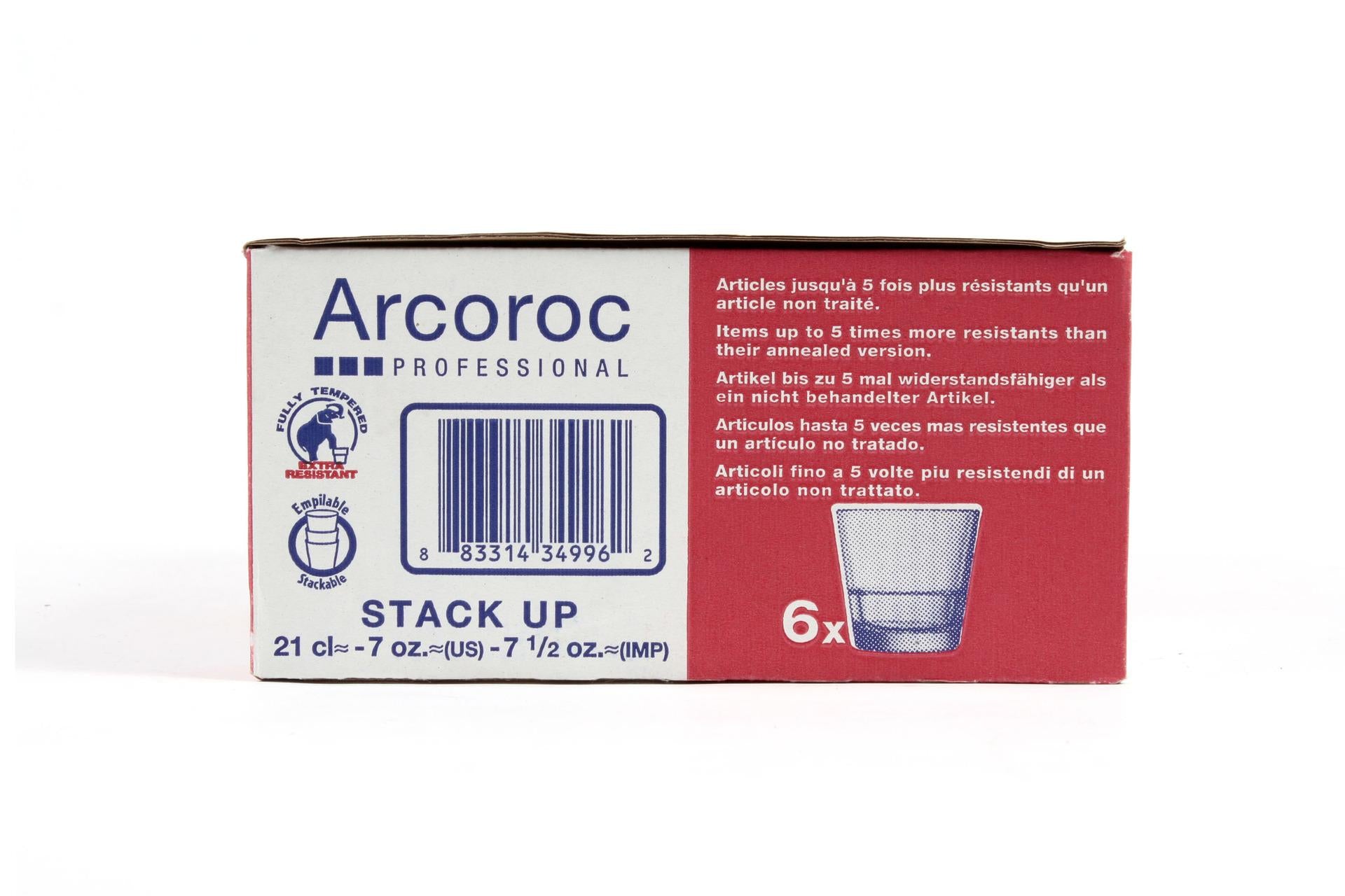 Arcoroc Stack Up Bicchiere Temperato Cl 21 - H 80 mm Ø 83 mm Impilabile - Set 6 Pz 6