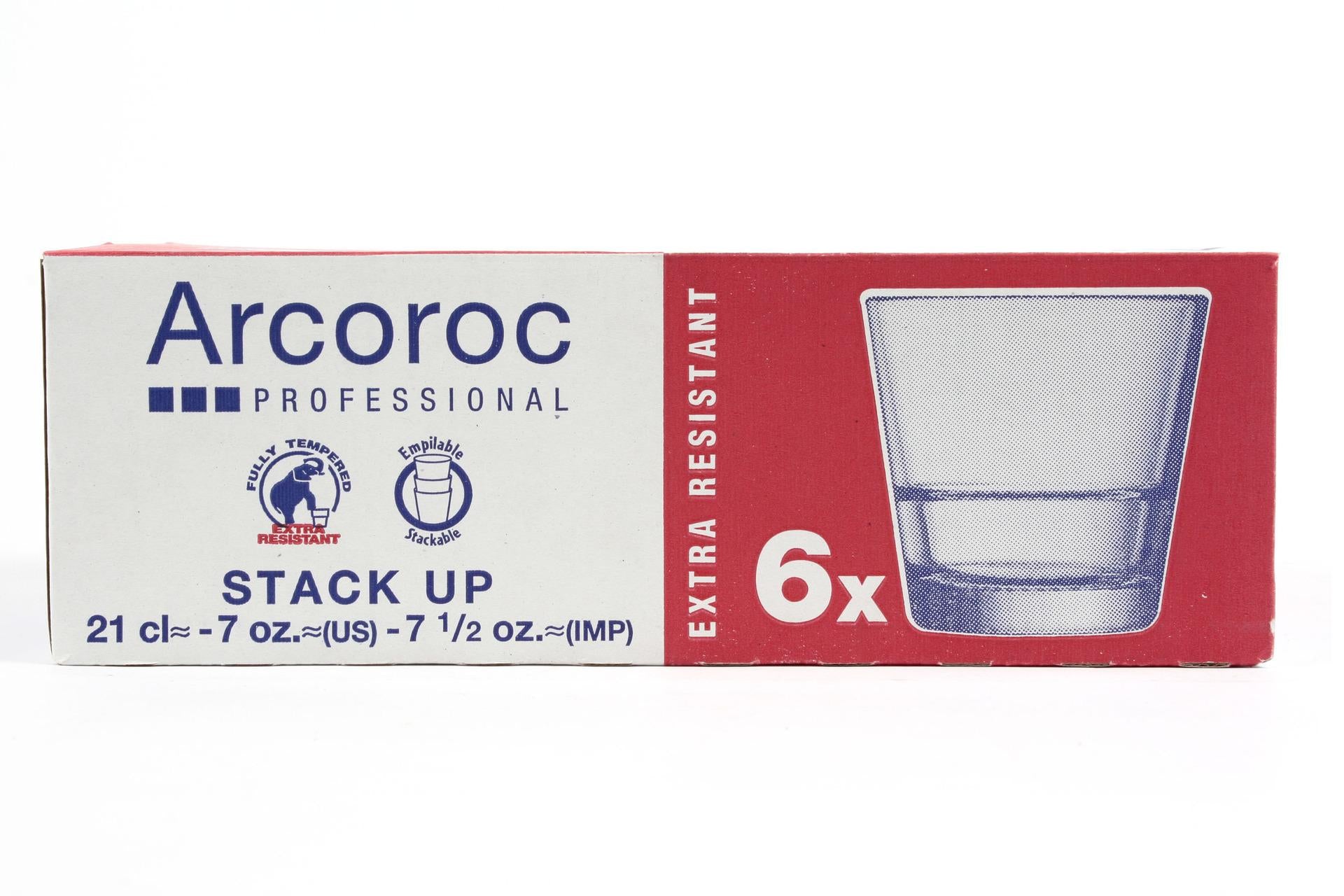 Arcoroc Stack Up Bicchiere Temperato Cl 21 - H 80 mm Ø 83 mm Impilabile - Set 6 Pz 7