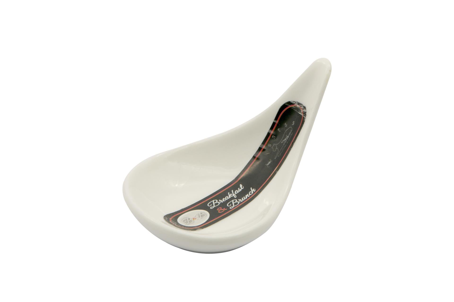 Import Tavola Professional Cucchiaio Finger 8x5.3xH.4.6 cm - Linea B.B. White In Porcellana Bianca - Set 48 Pz