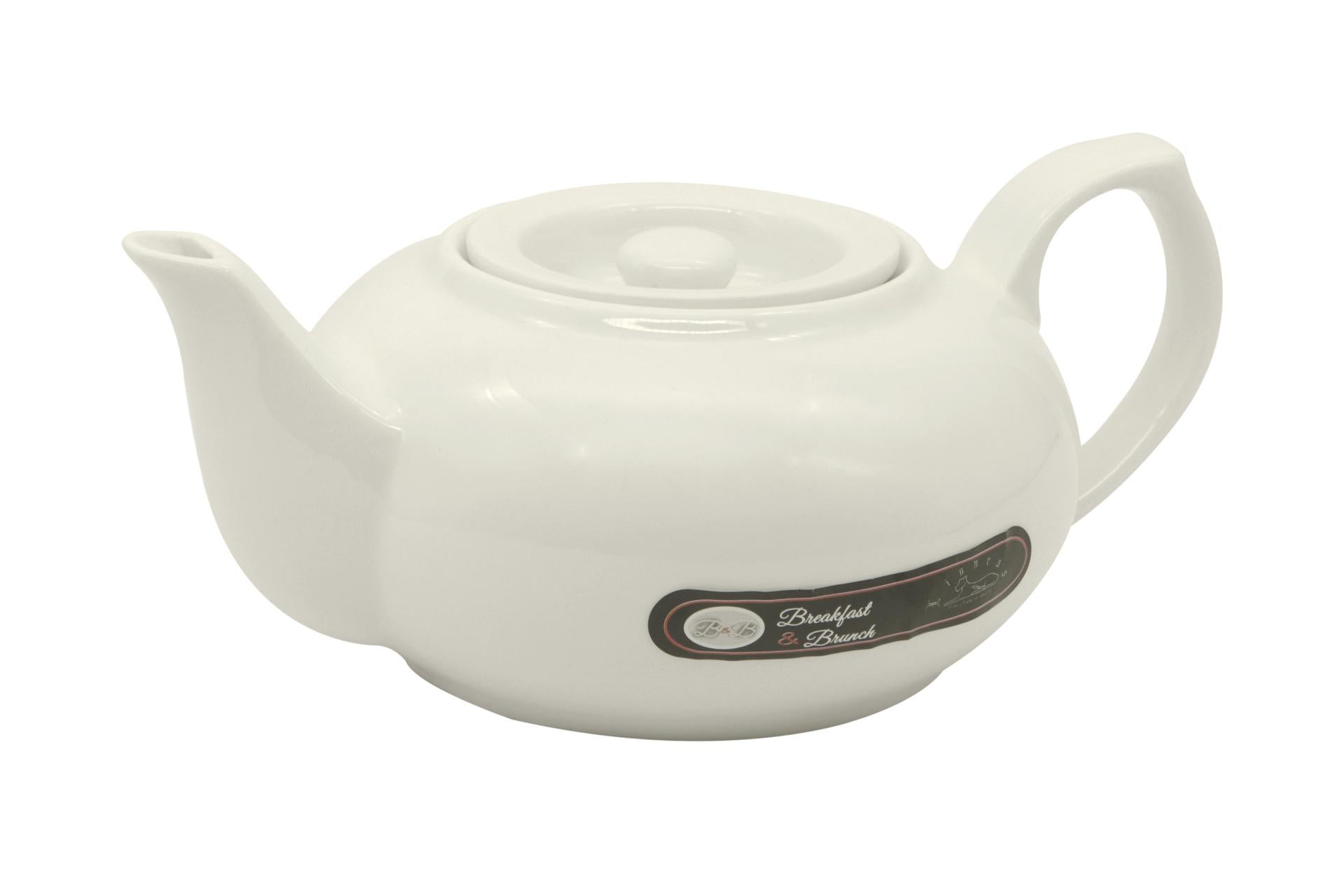 B.B. White Teiera Impilabile 550 ml In Porcellana Bianca di Alta Qualità - Import Tavola Professional