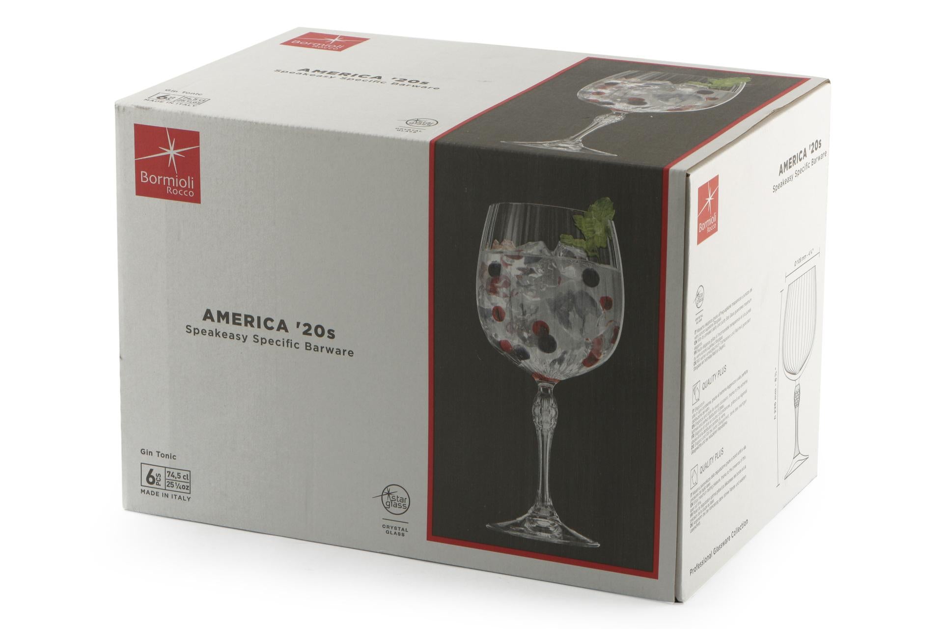 Bormioli Rocco America '20s Set 6 Calici Cocktail Gin Tonic H.22.6 cm - 74.5 cl In Vetro Soffiato - Set 6 Pz 4