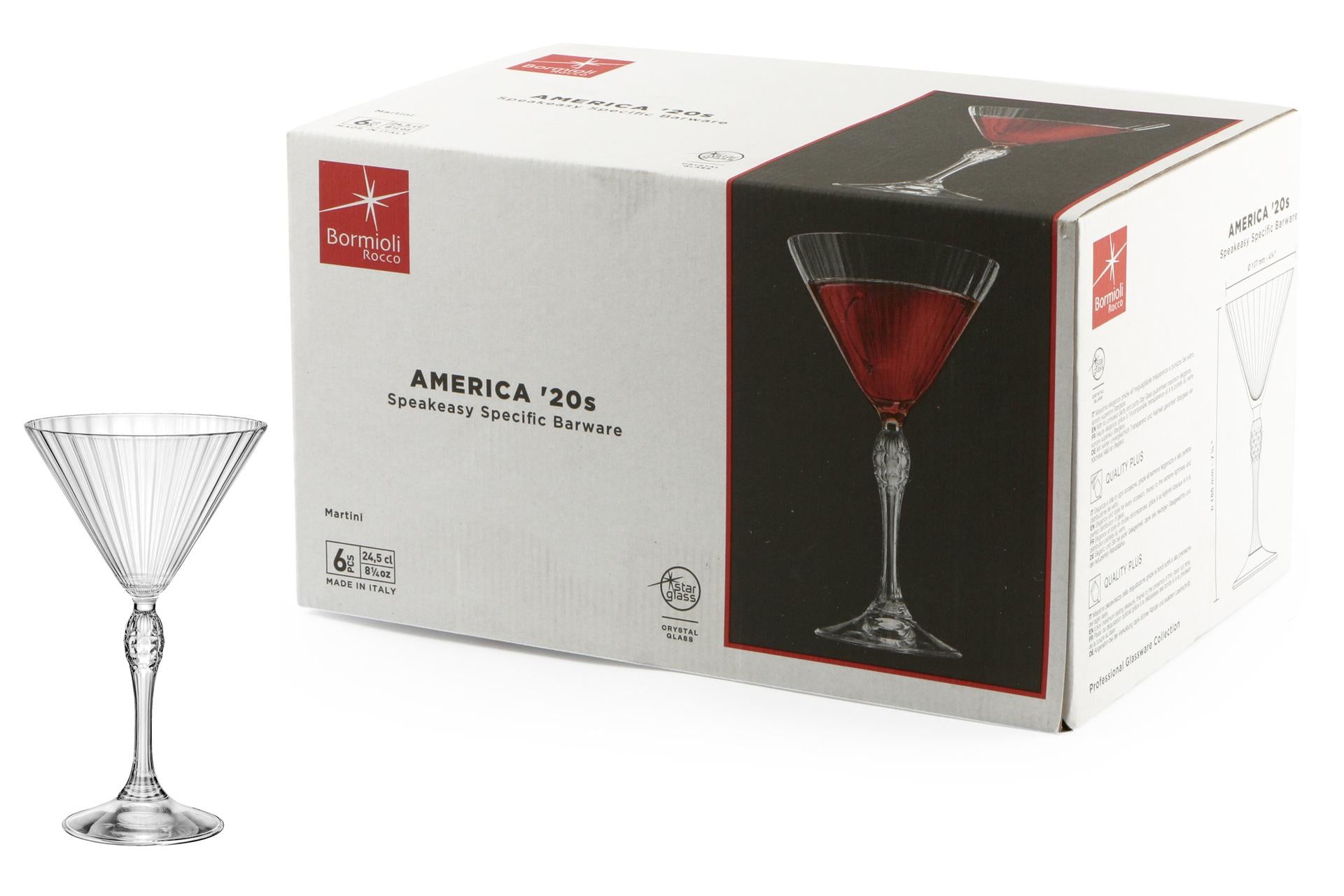 Bormioli Rocco America '20s Set 6 Calici Cocktail Martini H.18 cm - 25 cl In Vetro Soffiato - Set 6 Pz 3