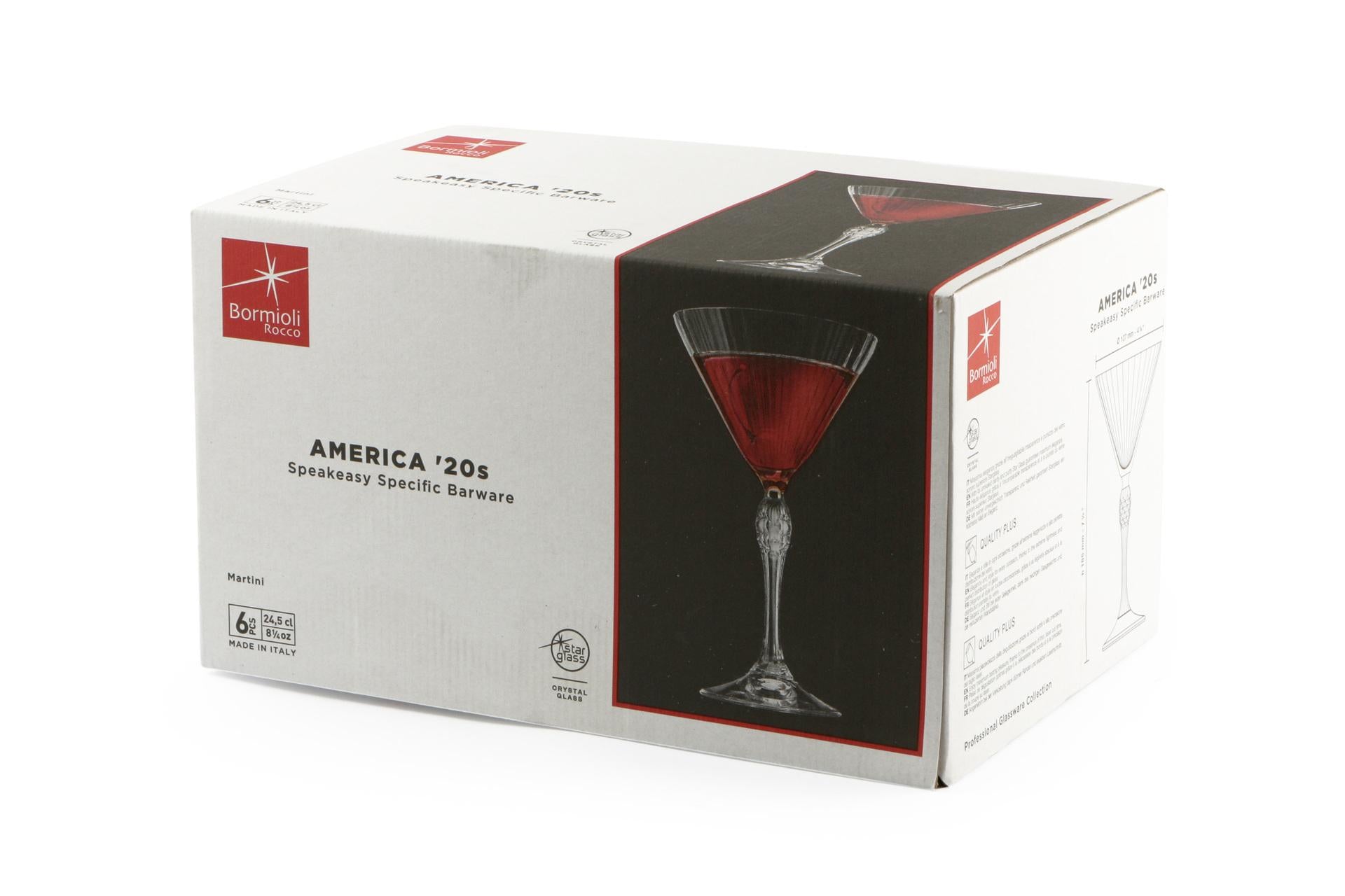 Bormioli Rocco America '20s Set 6 Calici Cocktail Martini H.18 cm - 25 cl In Vetro Soffiato - Set 6 Pz 4